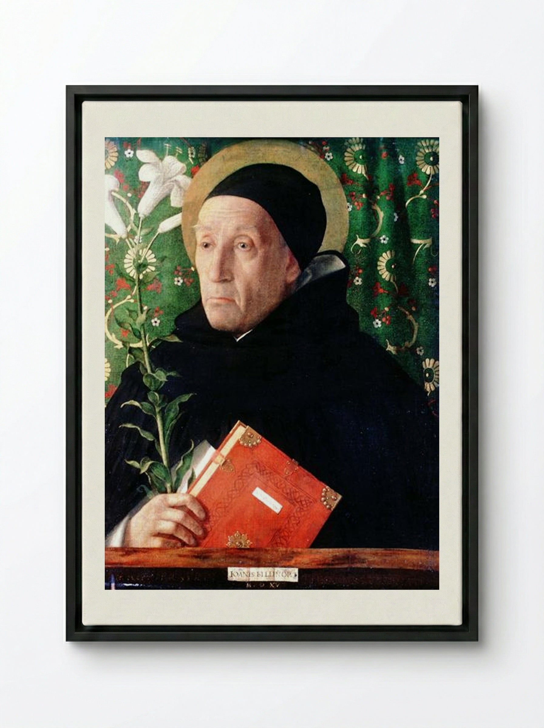 Portrait of Fra Theodoro da Urbino - Giovanni Bellini - Framed Canvas Black