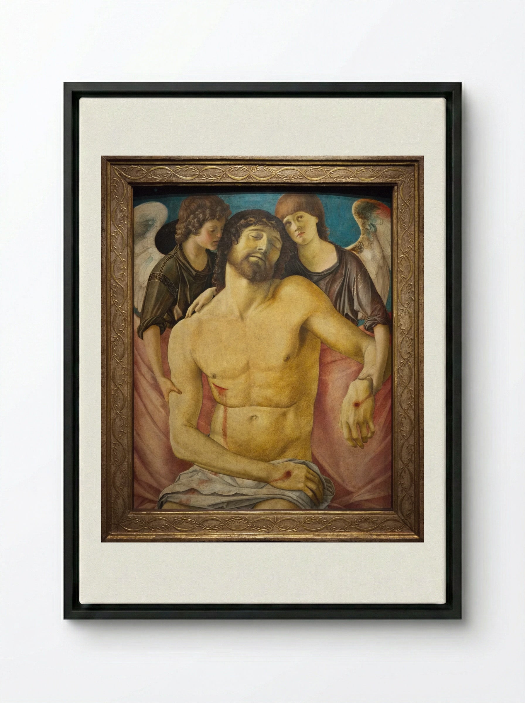 Dead Christ Supported by Angels - Giovanni Bellini - Framed Canvas Black