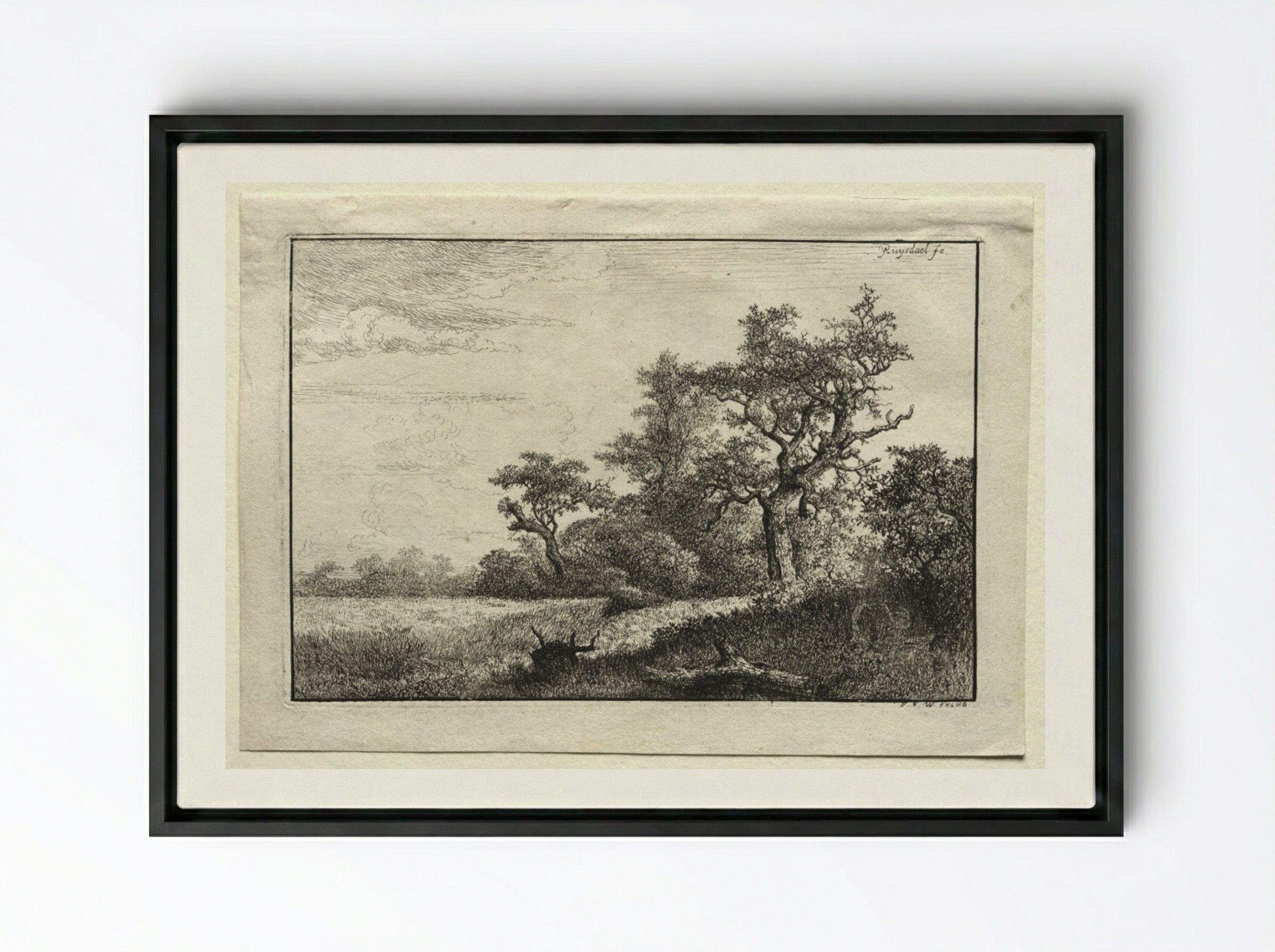 The Wheat Field - Jacob van Ruisdael - Framed Canvas Black