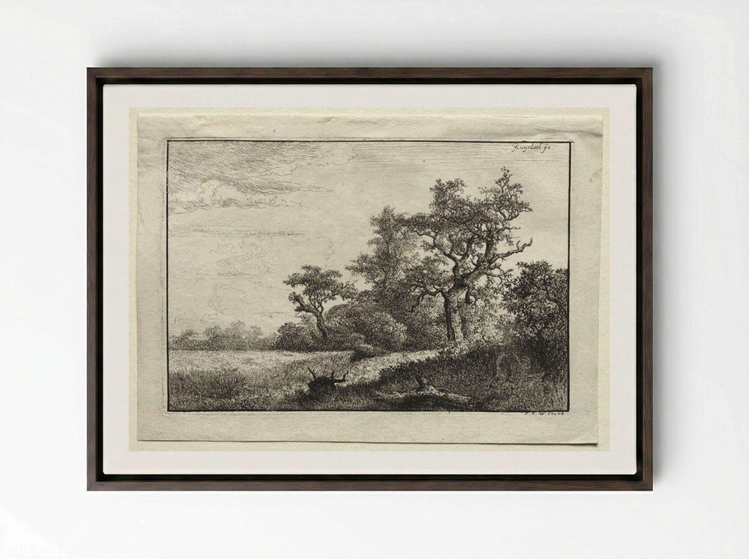 The Wheat Field - Jacob van Ruisdael - Framed Canvas Dark Wood