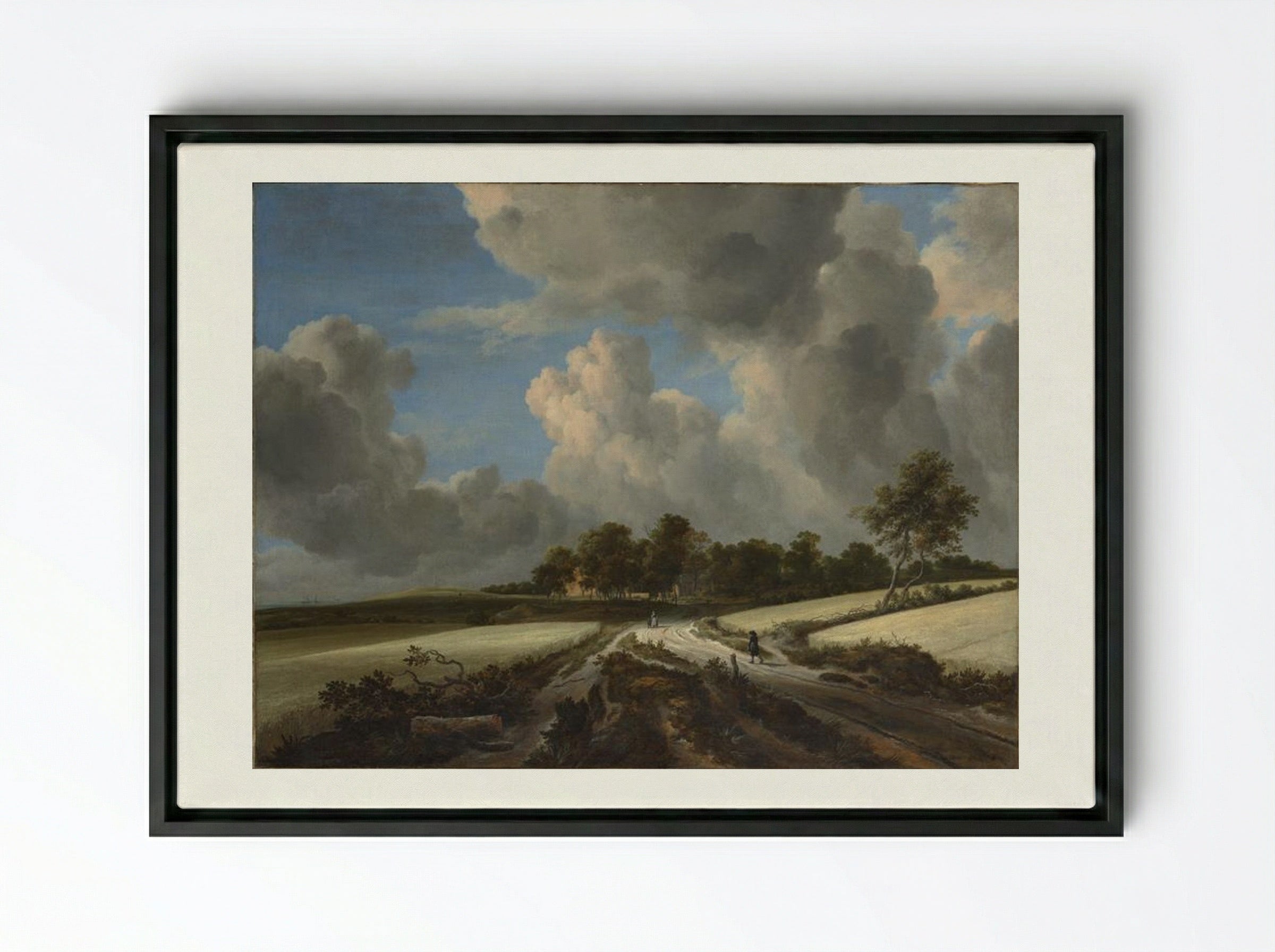 Wheat Fields - Jacob van Ruisdael - Framed Canvas Black