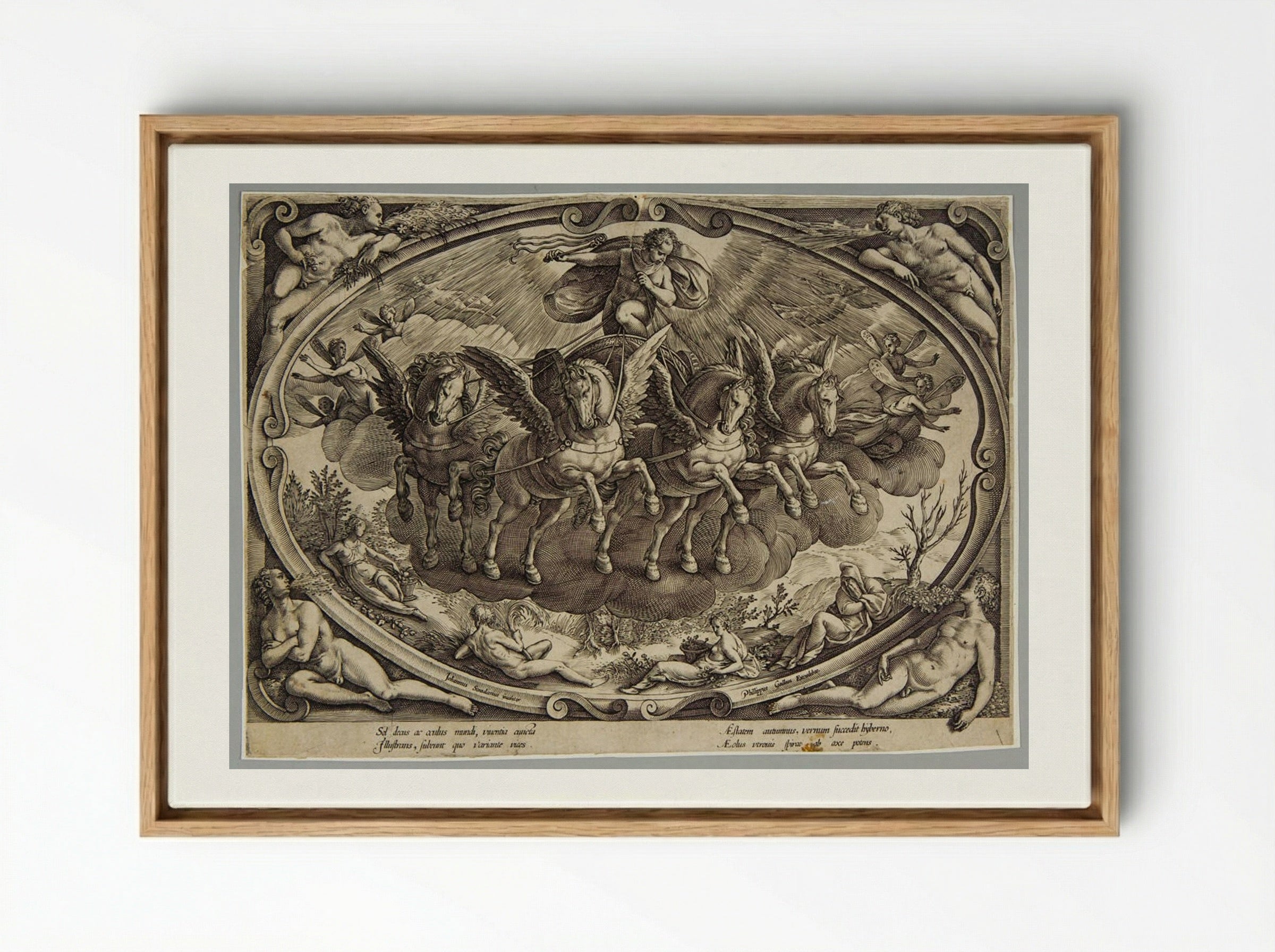 Title Plate: Sol and the Personifications of the Four Seasons - Philips Galle - Framed Canvas Wood