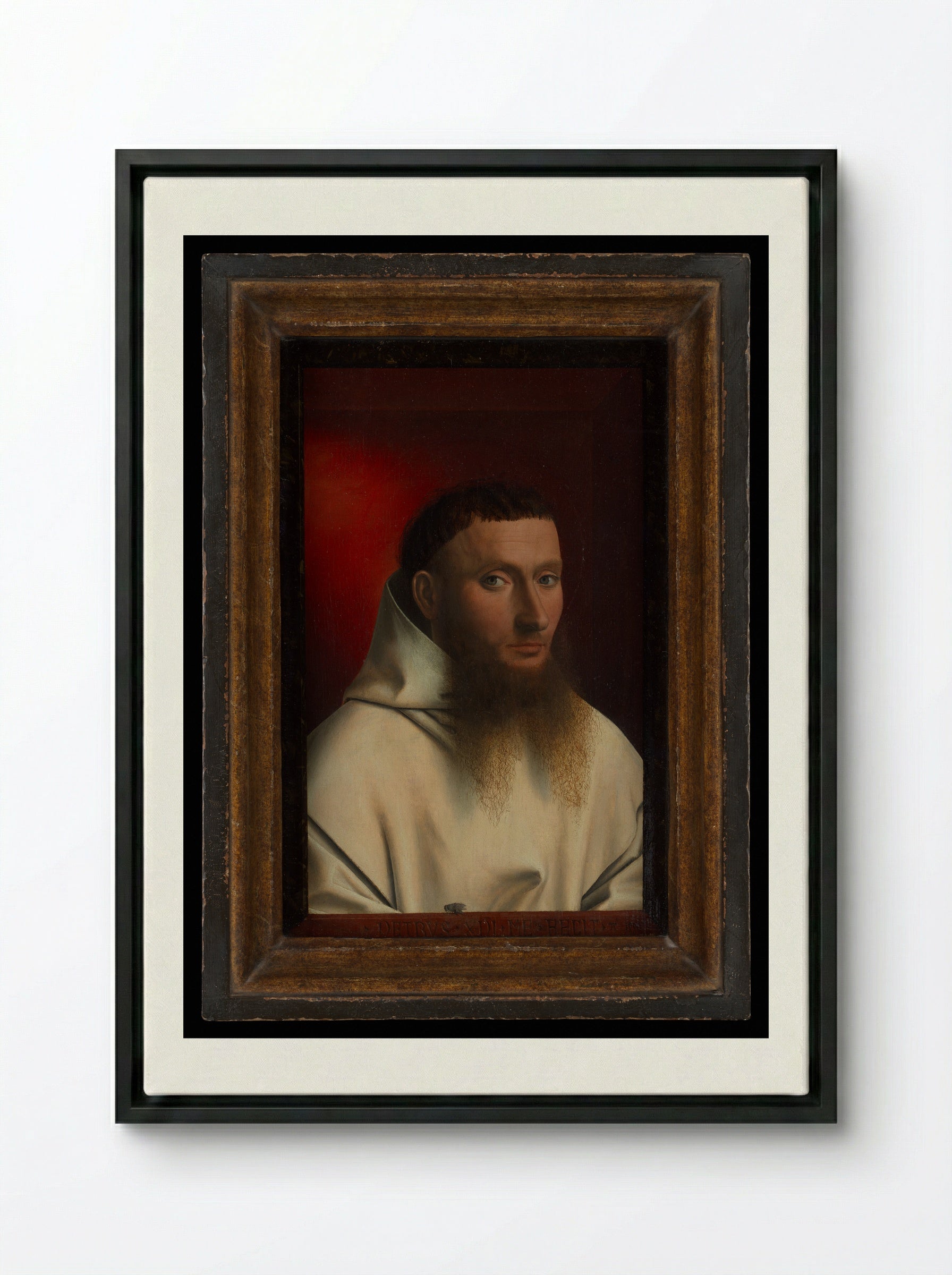 Portrait of a Carthusian - Petrus Christus - Framed Canvas Black