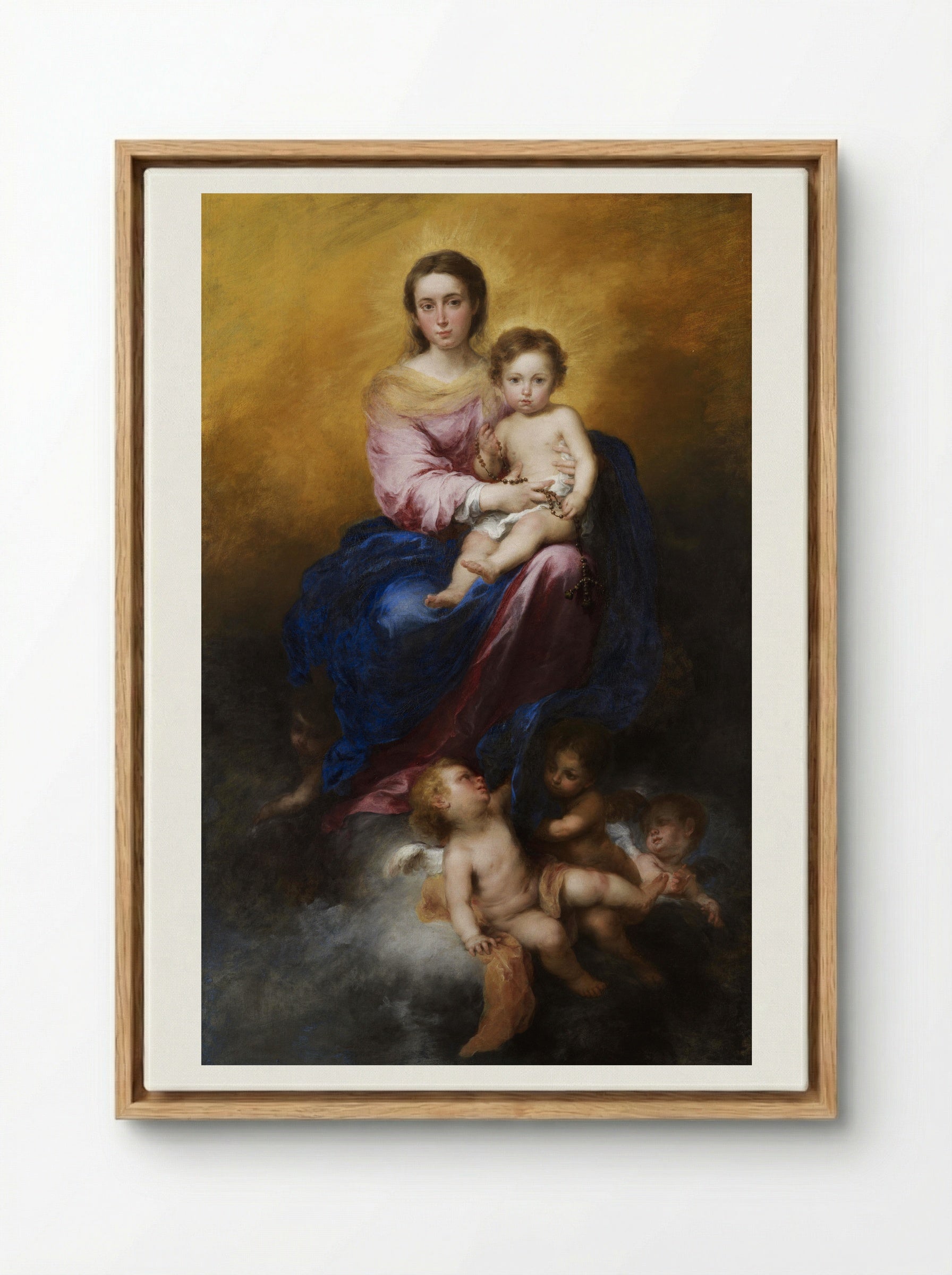 The Virgin of the Rosary - Bartolomé Esteban Murillo - Framed Canvas Wood