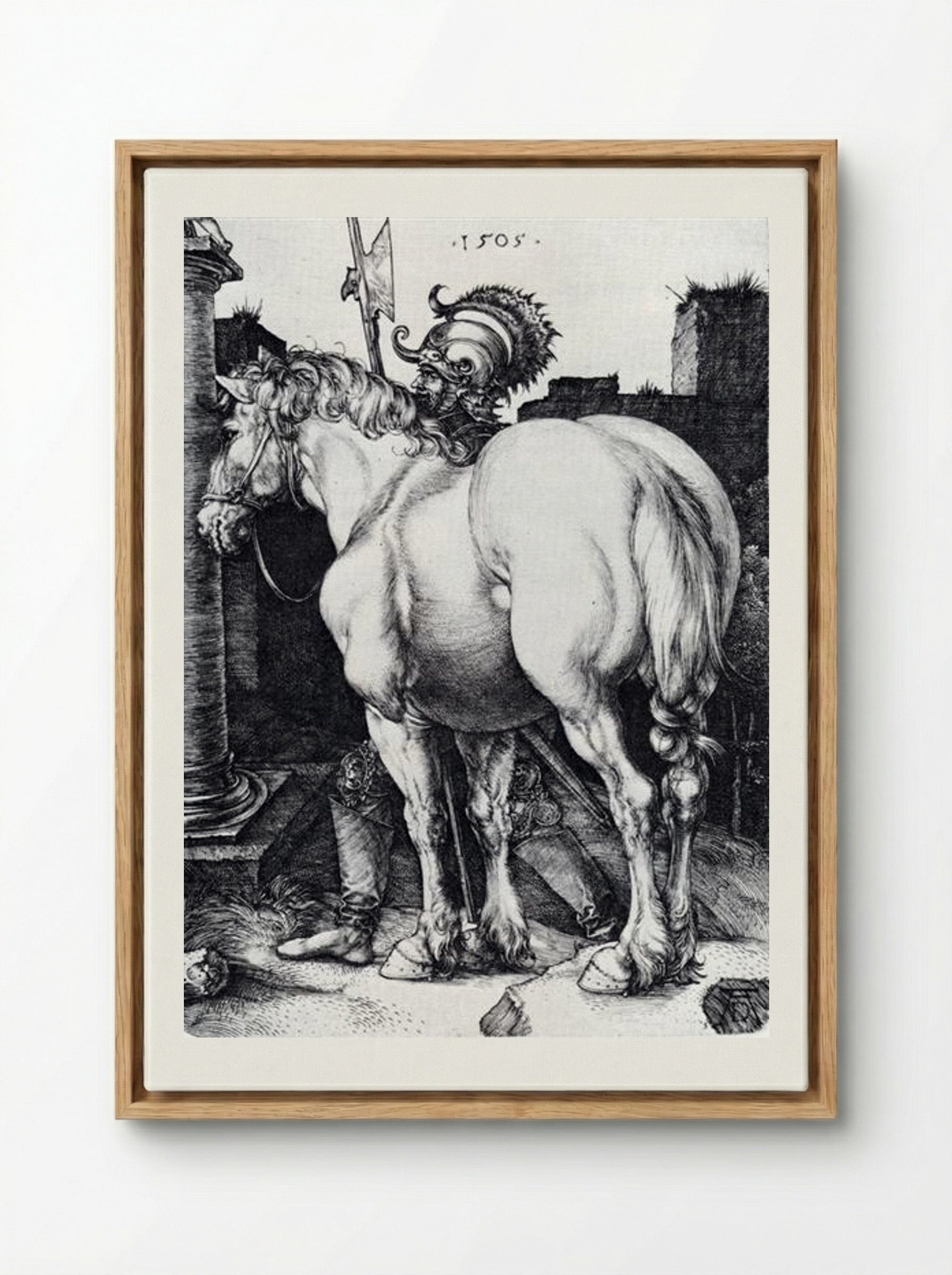The Large Horse - Albrecht Dürer - Framed Canvas Wood