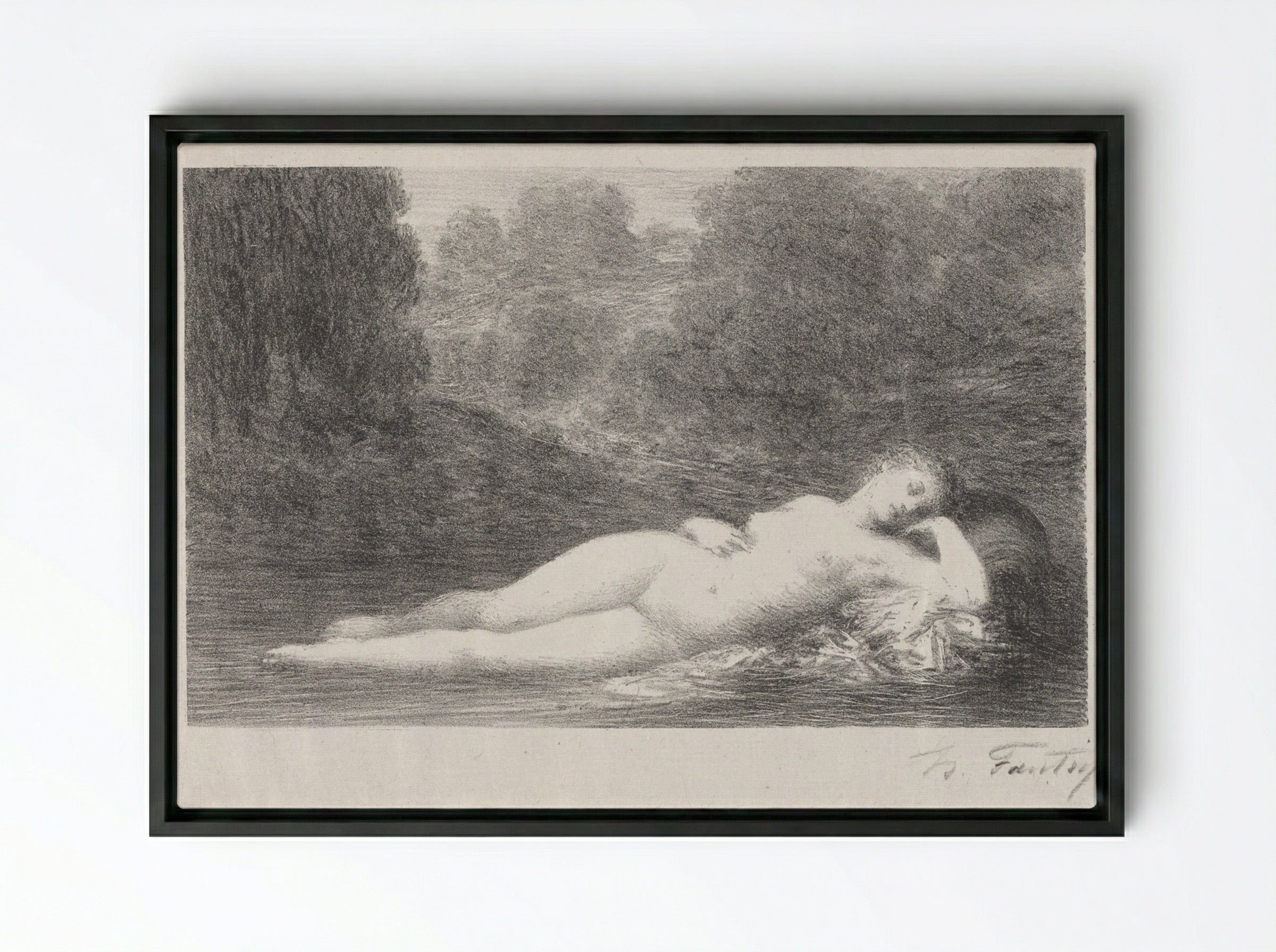 Lying in the Water - Henri Fantin-Latour - Framed Canvas Black