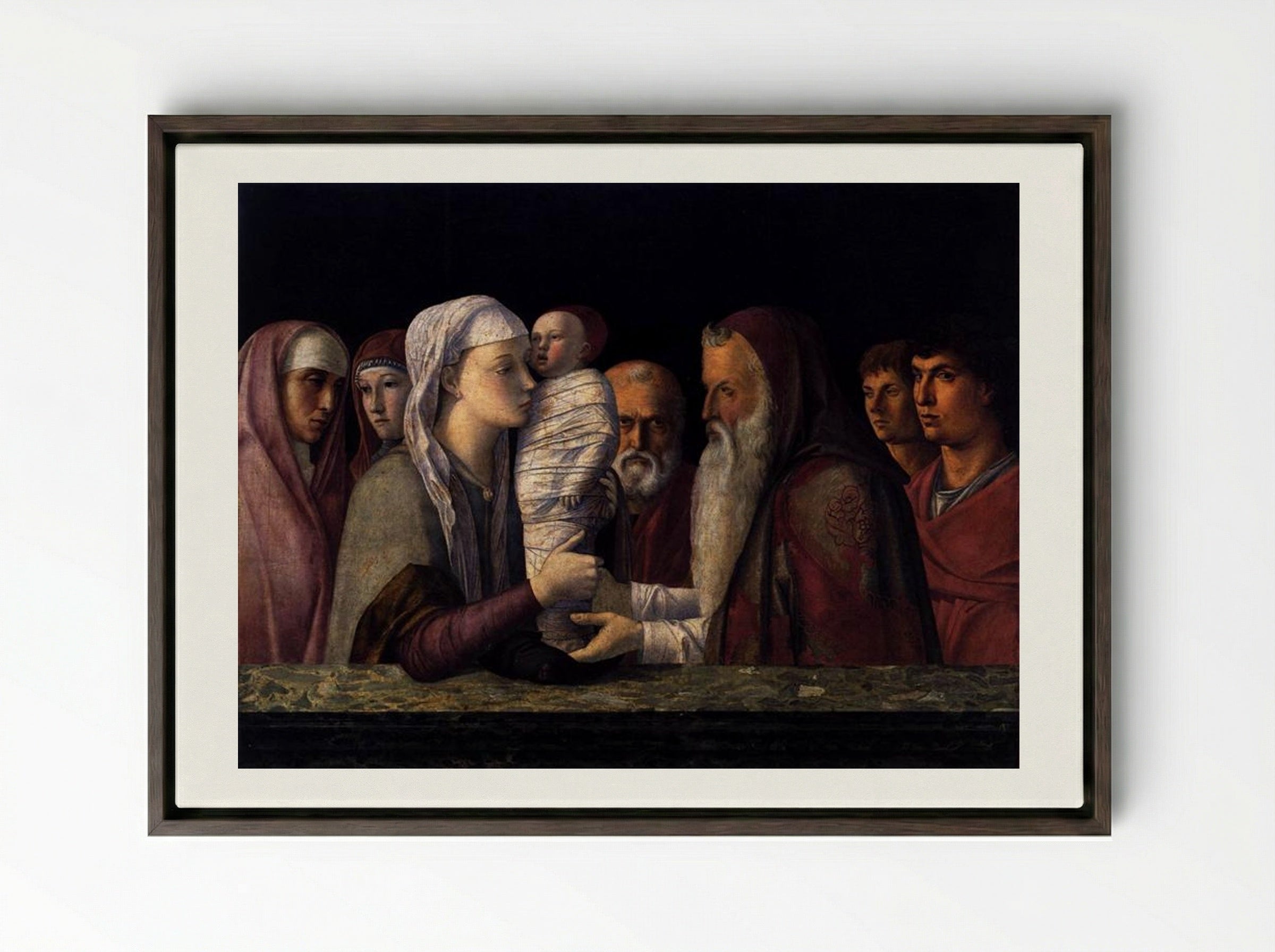 Presentation at the Temple - Giovanni Bellini - Framed Canvas Dark Wood