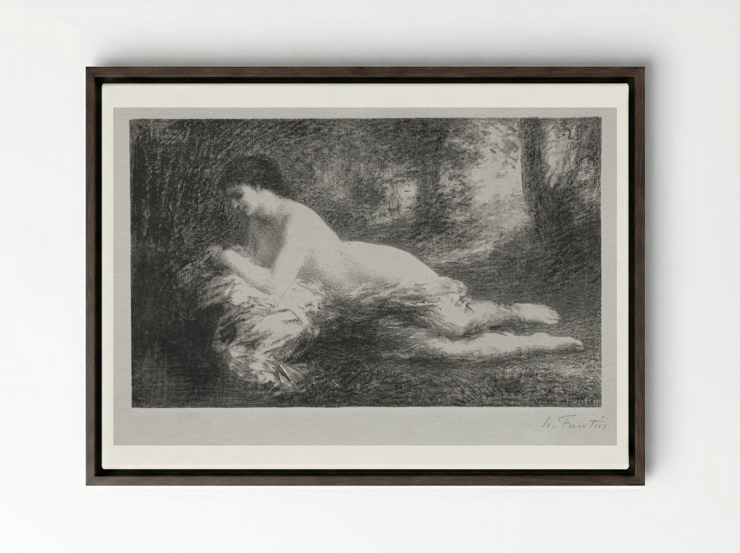 Réverie - Henri Fantin-Latour - Framed Canvas Dark Wood