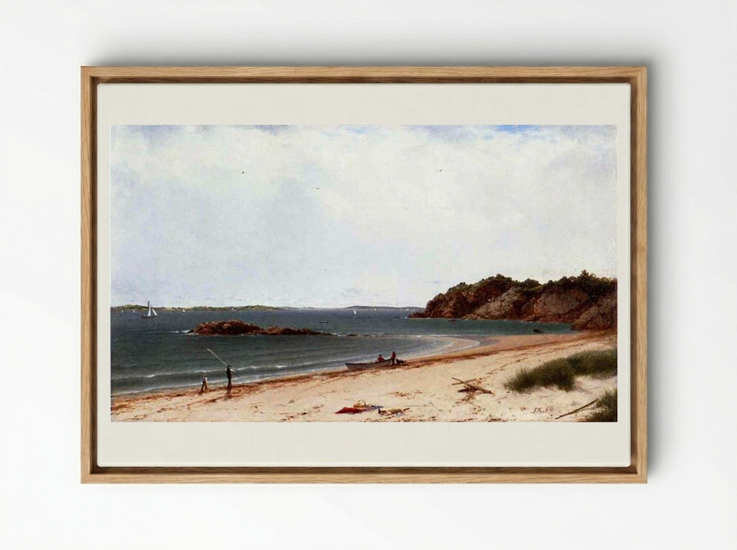 View of the Beach at Beverly, Massachusetts - John Frederick Kensett - Framed Canvas Wood