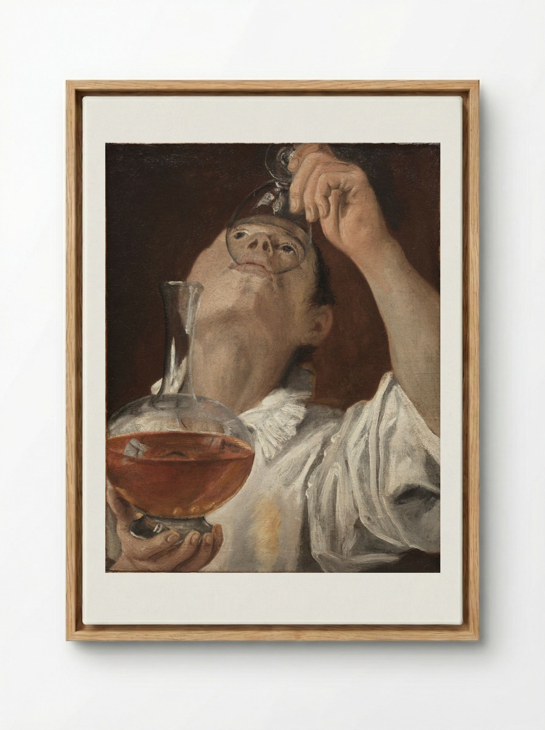 Boy Drinking - Annibale Carracci - Framed Canvas Wood
