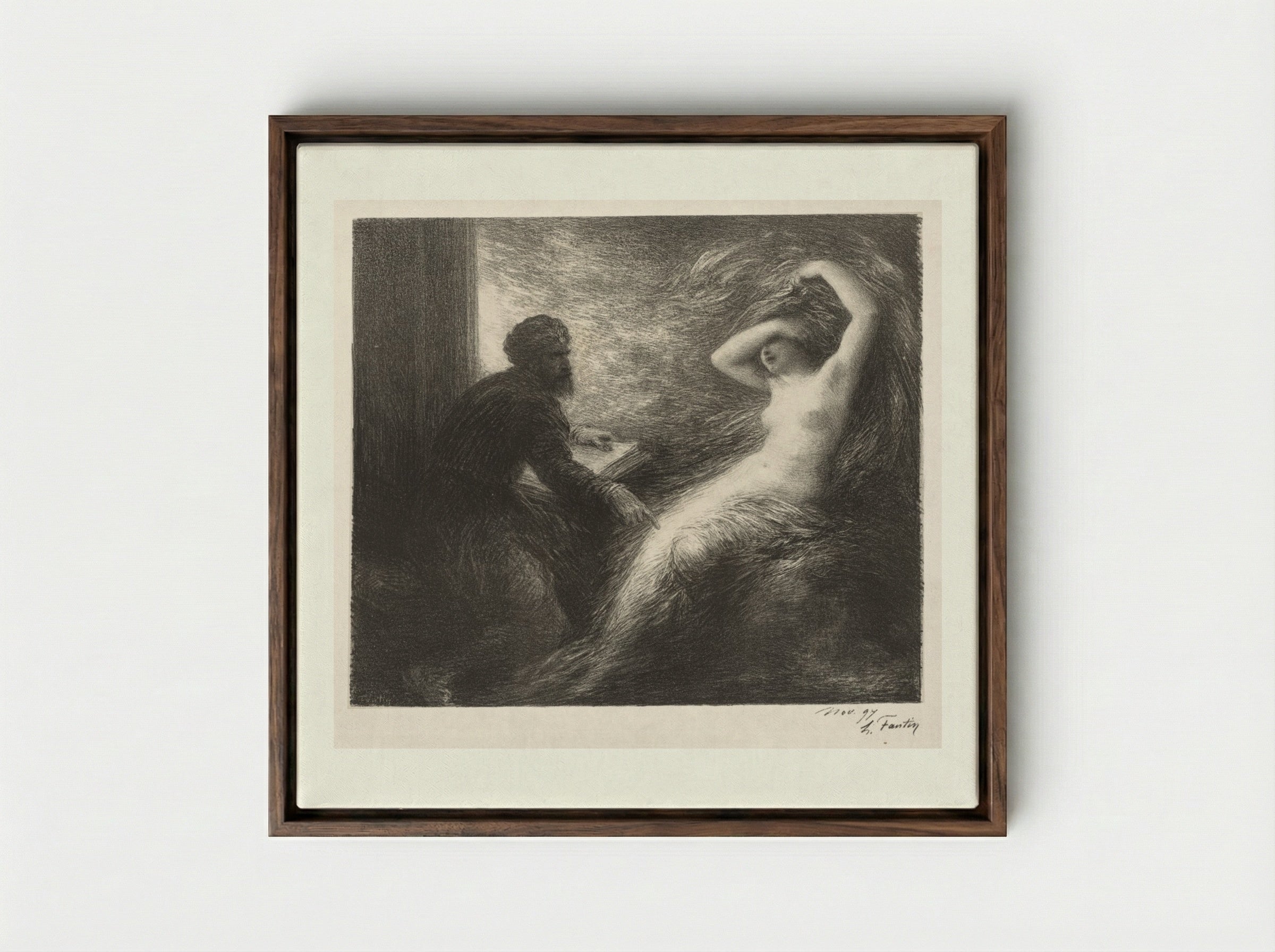 The Evocation of Kundry - Henri Fantin-Latour - Framed Canvas Dark Wood