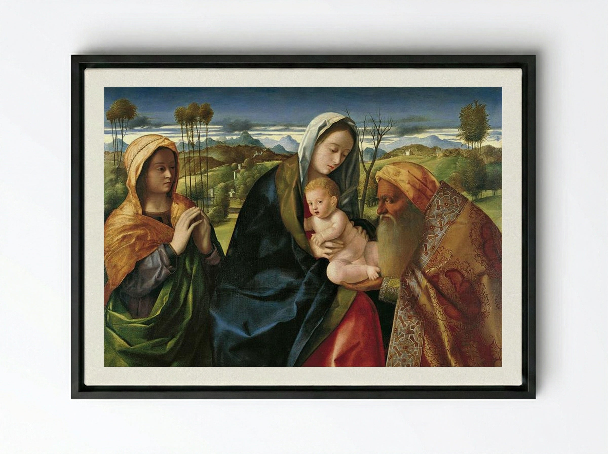 Holy Conversation - Giovanni Bellini - Framed Canvas Black