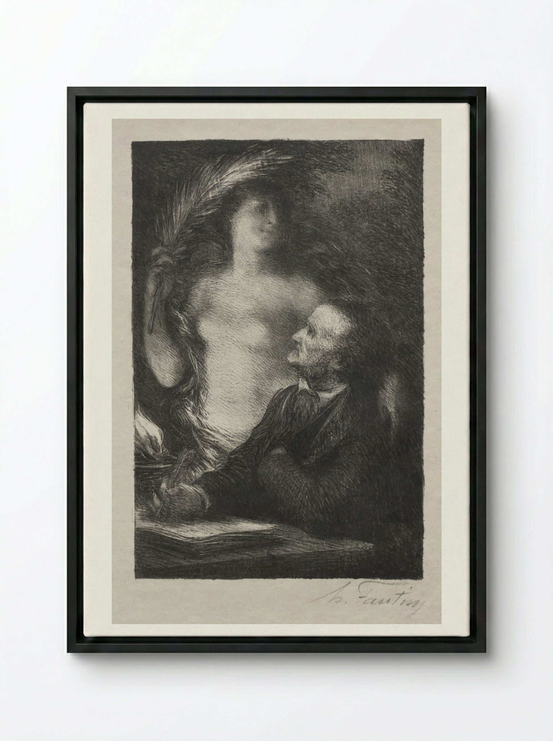 The Muse - Henri Fantin-Latour - Framed Canvas Black