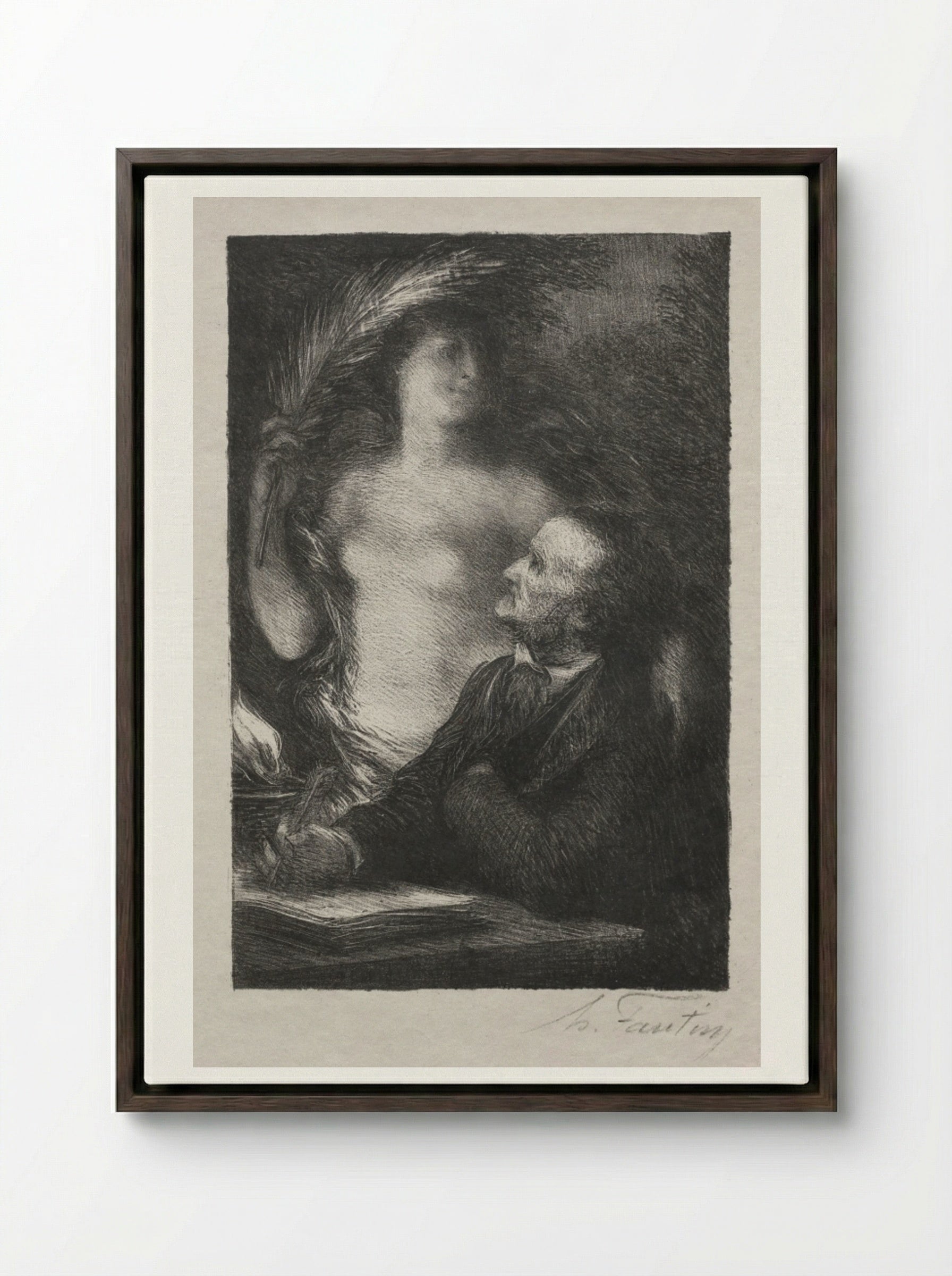 The Muse - Henri Fantin-Latour - Framed Canvas Dark Wood
