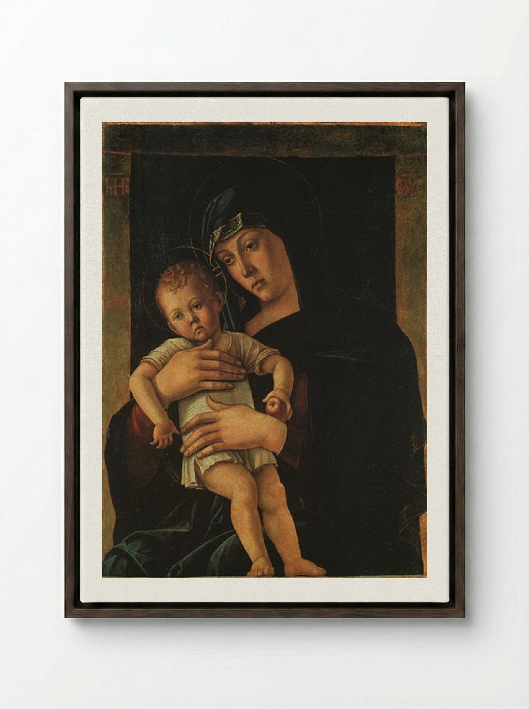 Greek Madonna - Giovanni Bellini - Framed Canvas Dark Wood