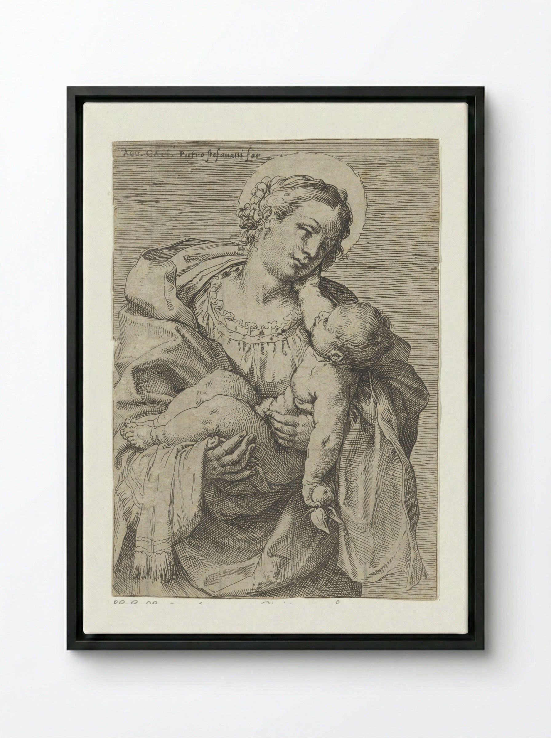 Madonna and Child - Annibale Carracci - Framed Canvas Black