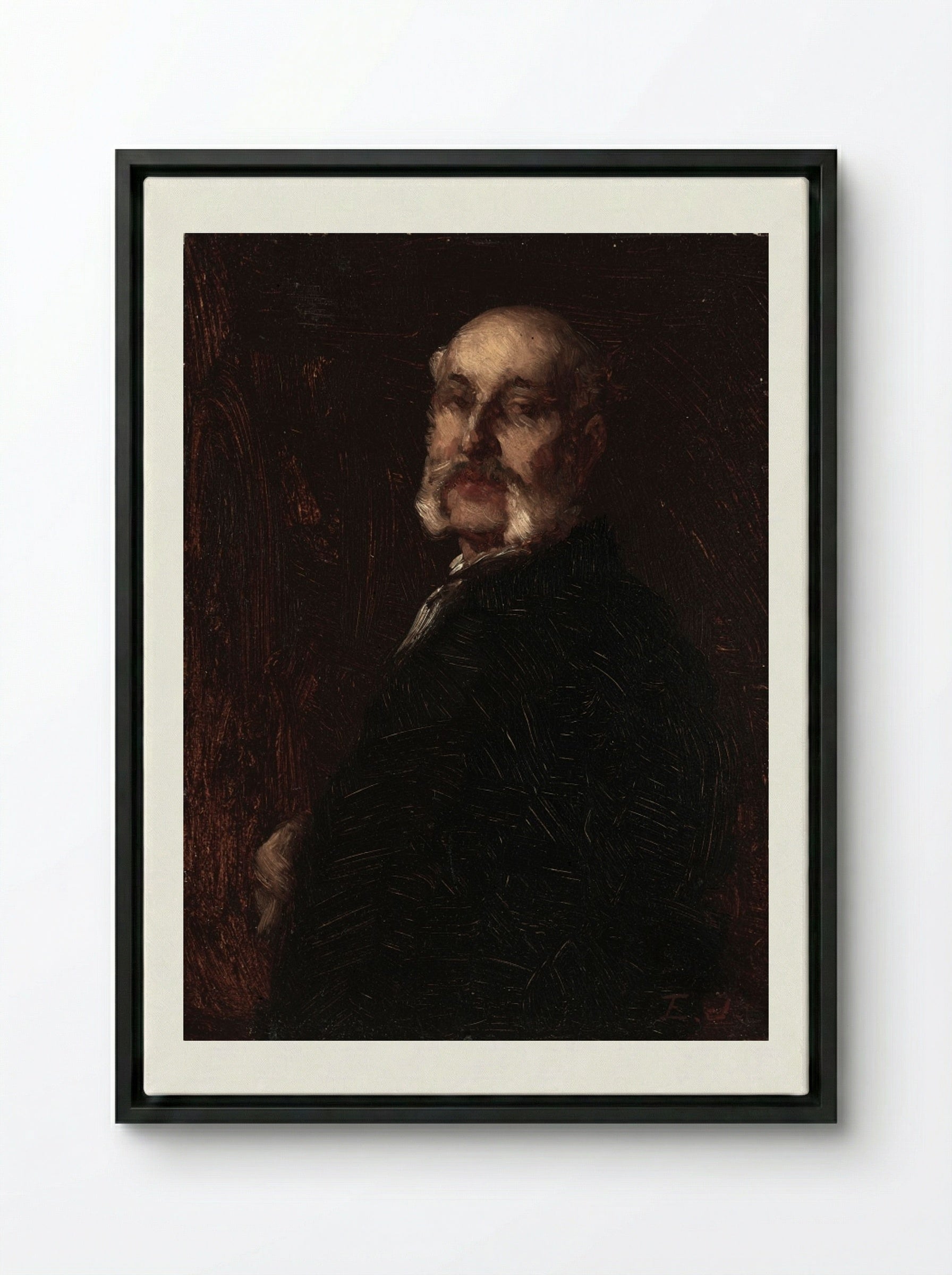 Portrait of Franklin H. Delano - Eastman Johnson - Framed Canvas Black