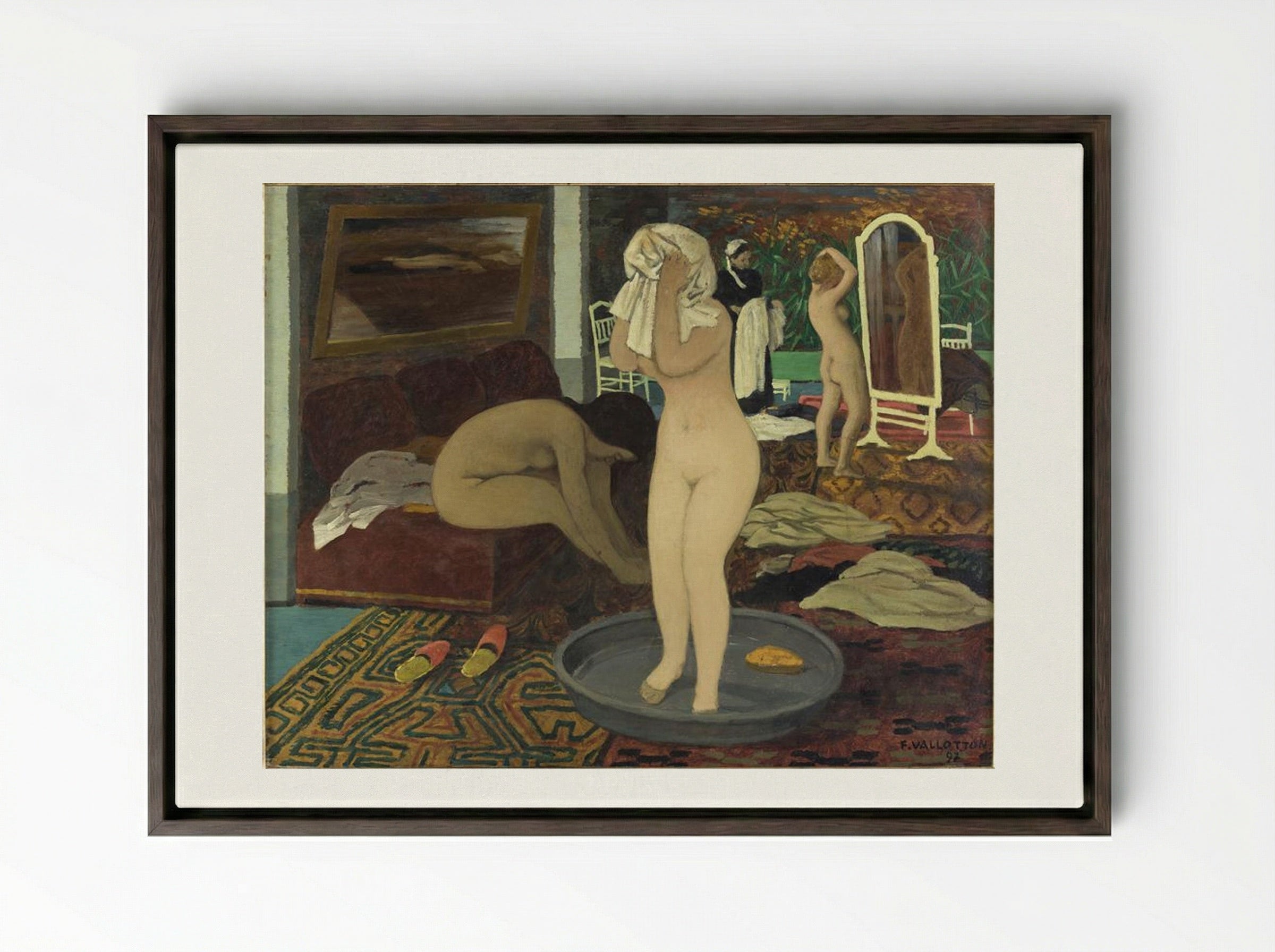 Women at Their Toilet - Félix Vallotton - Framed Canvas Dark Wood