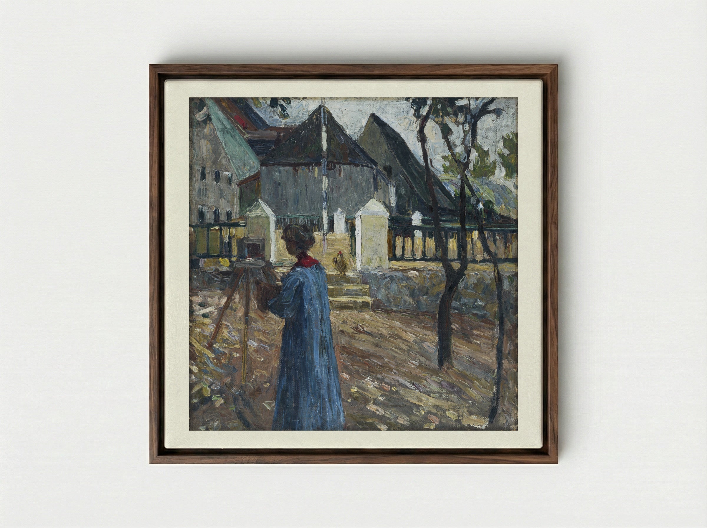 Kandinsky Painting - Gabriele Münter - Framed Canvas Dark Wood