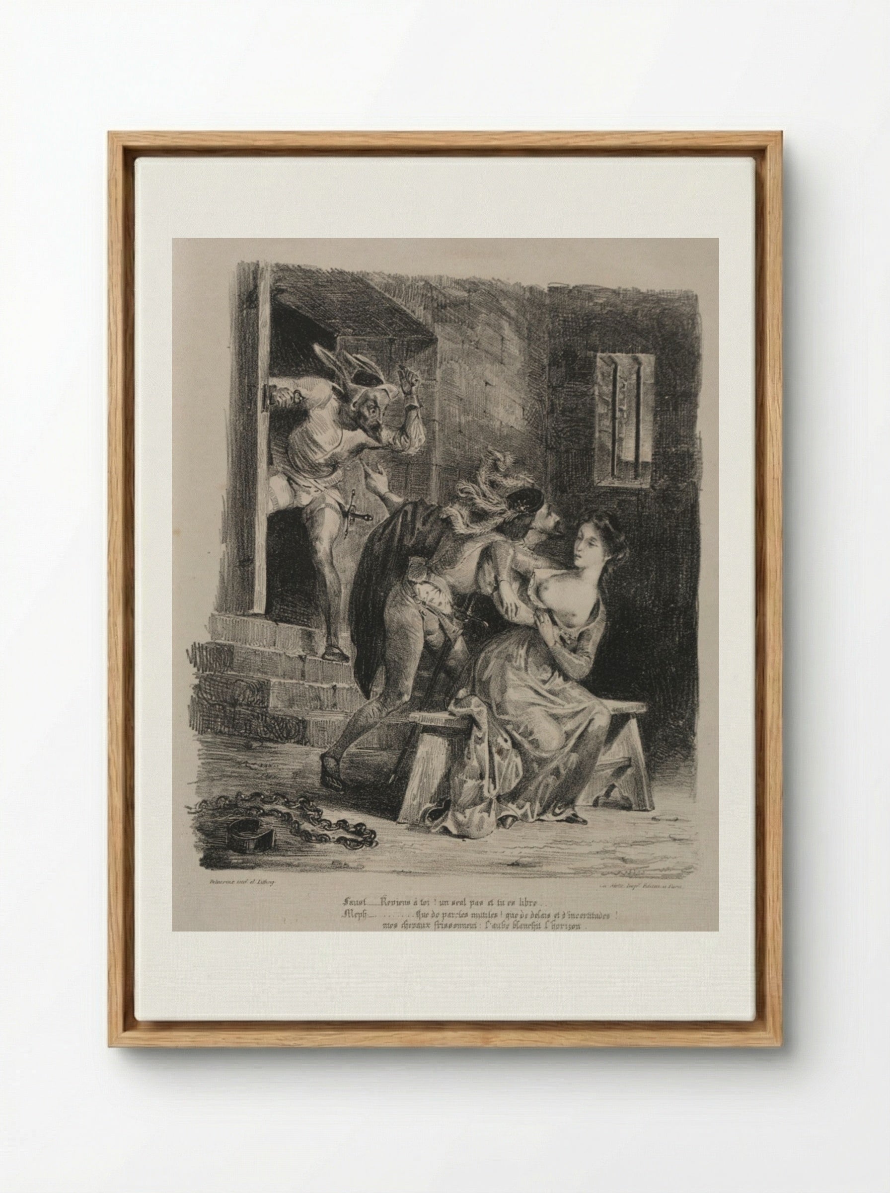 Faust in the Prison of Marguerite - Eugène Delacroix - Framed Canvas Wood