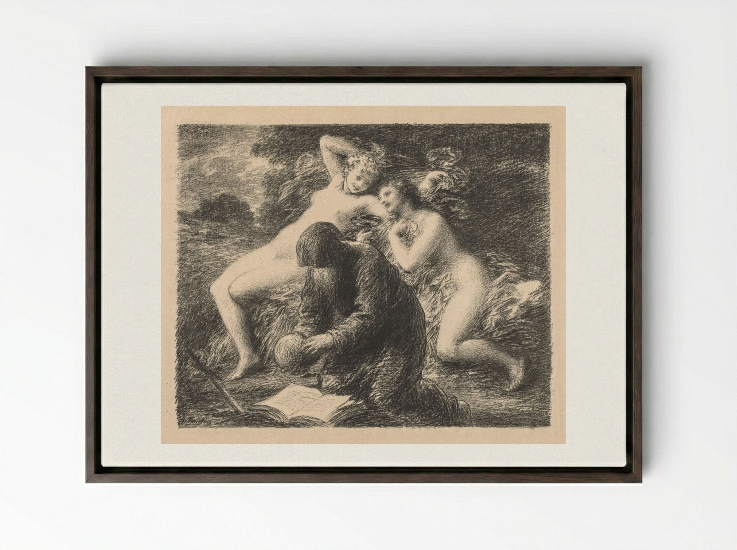 Temptation of St. Anthony - Henri Fantin-Latour - Framed Canvas Dark Wood
