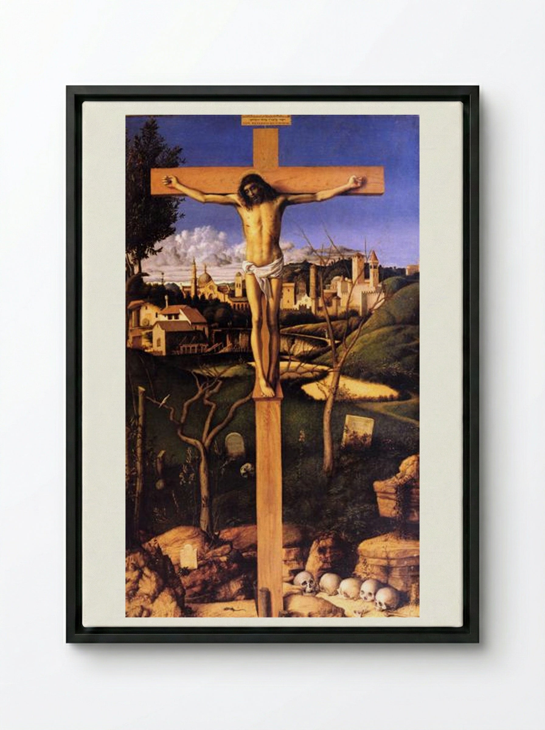The Crucifixion - Giovanni Bellini - Framed Canvas Black