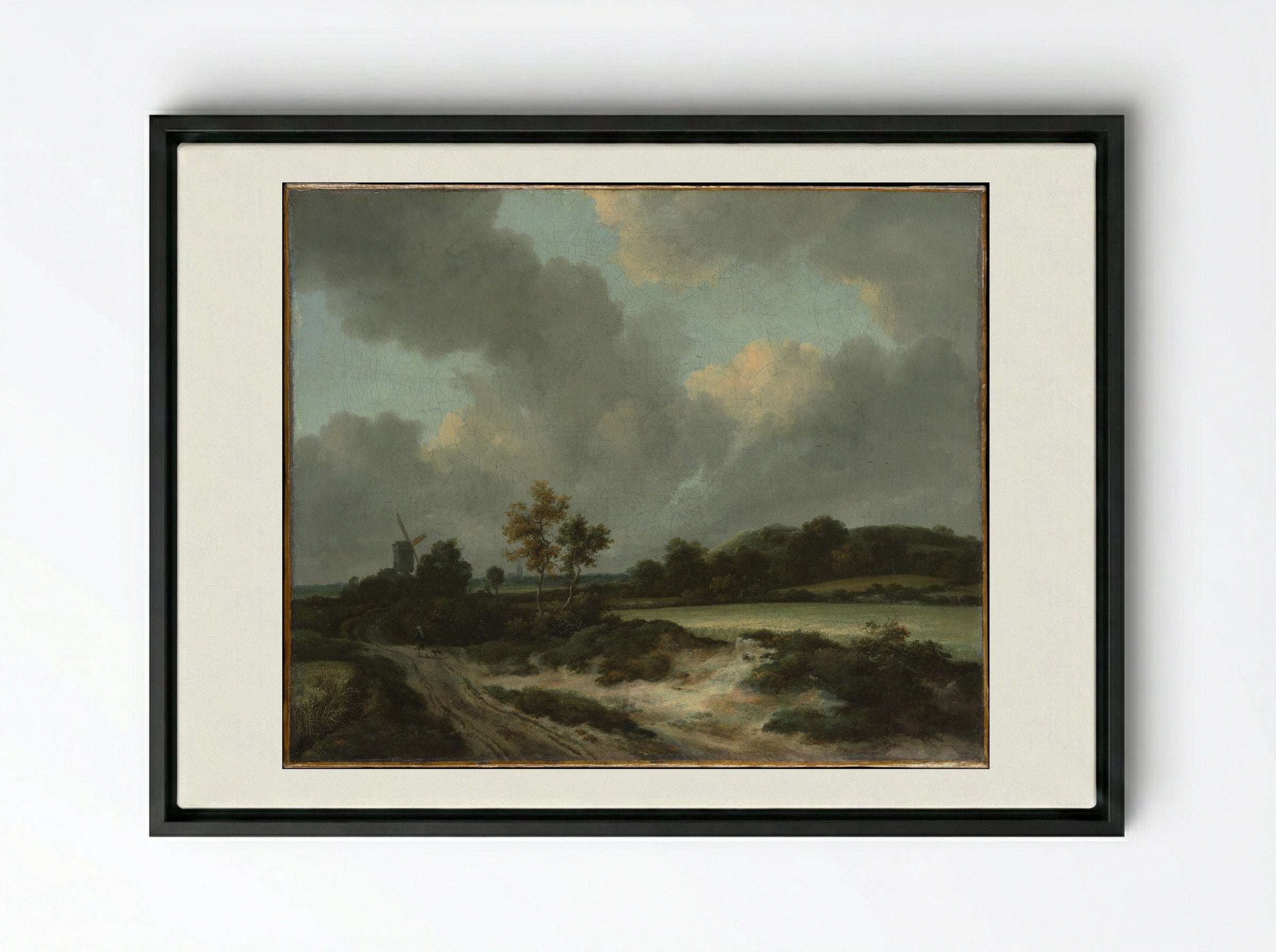 Grainfields - Jacob van Ruisdael - Framed Canvas Black