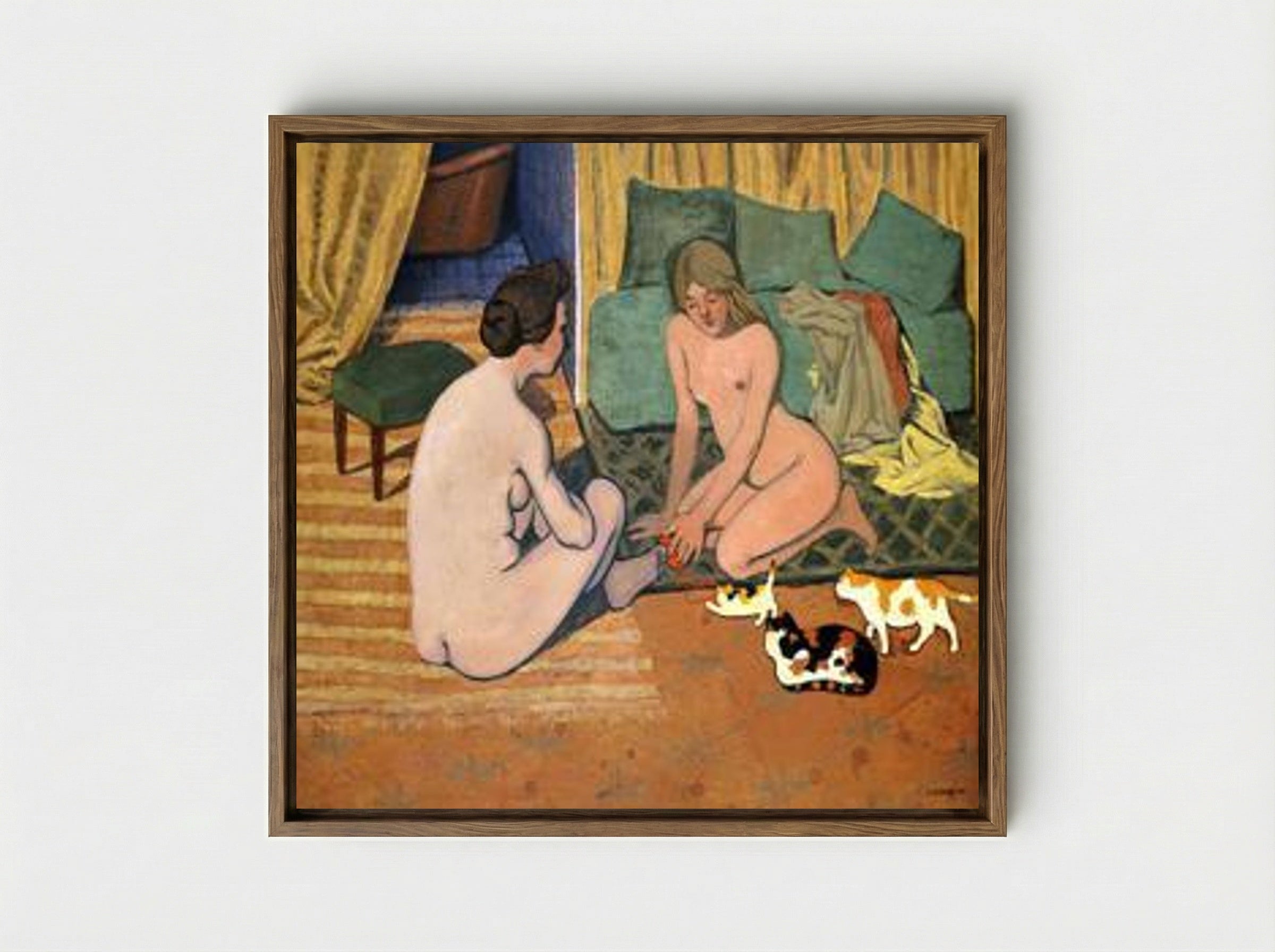 Femme et chat - Félix Vallotton - Framed Canvas Wood