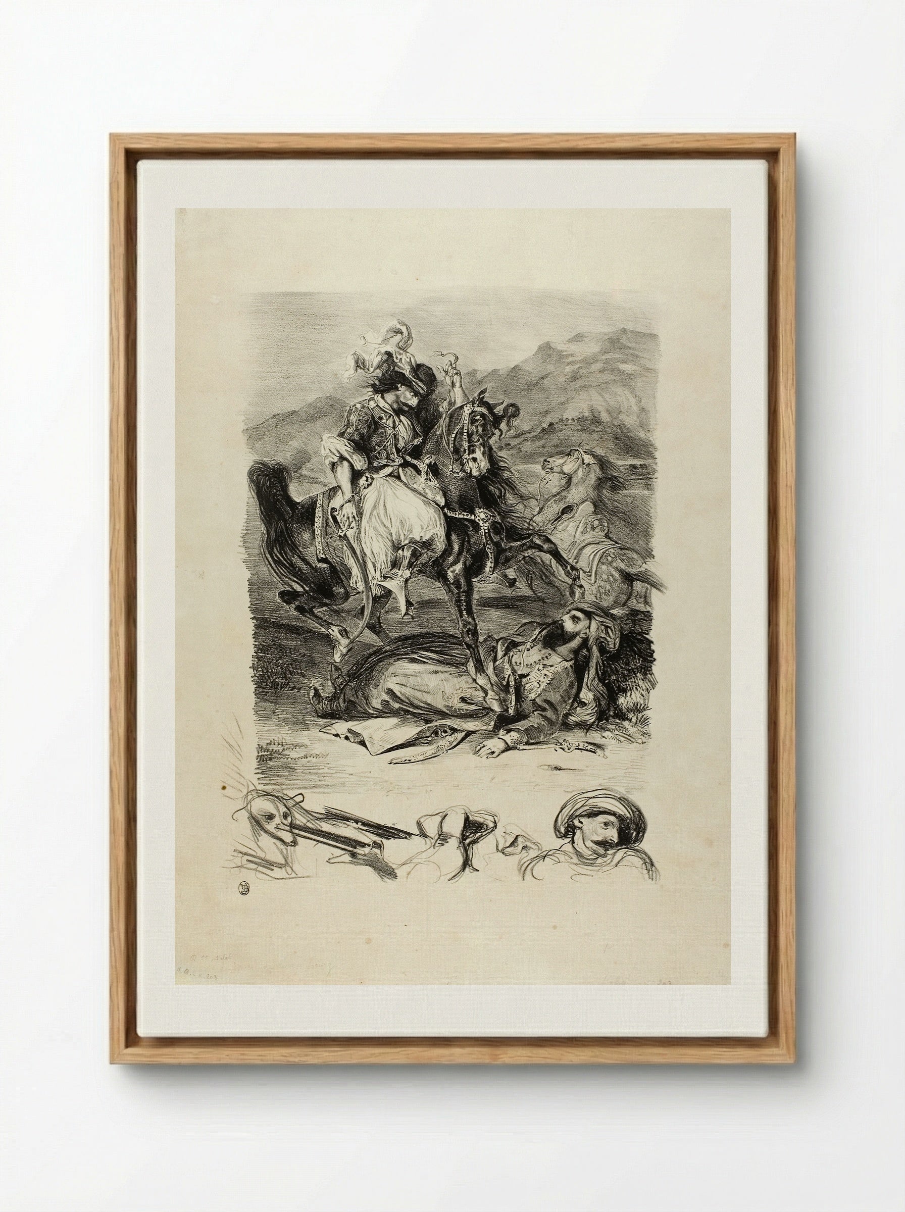 Combat Between the Giaour and the Pasha - Eugène Delacroix - Framed Canvas Wood