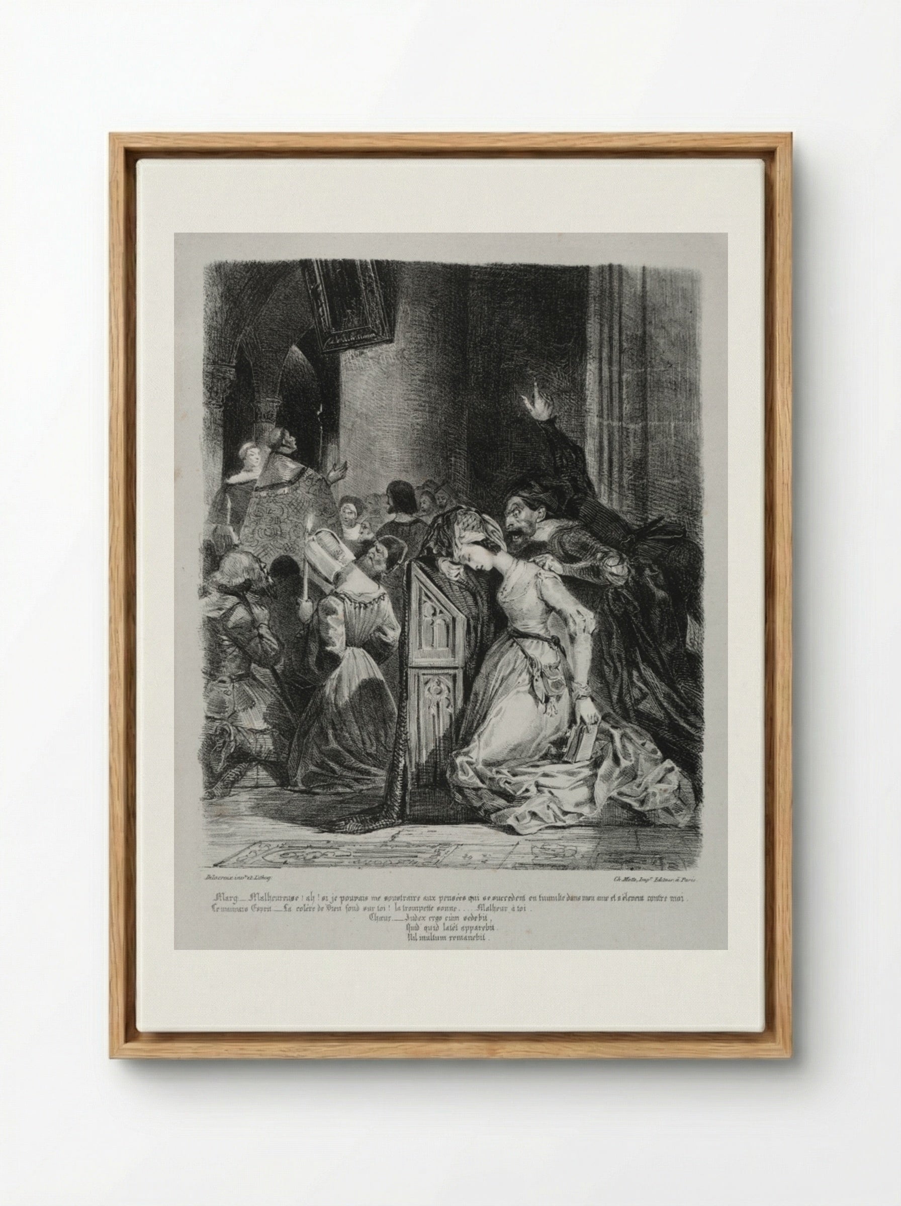 Marguerite at Church (from Faust) - Eugène Delacroix - Framed Canvas Wood