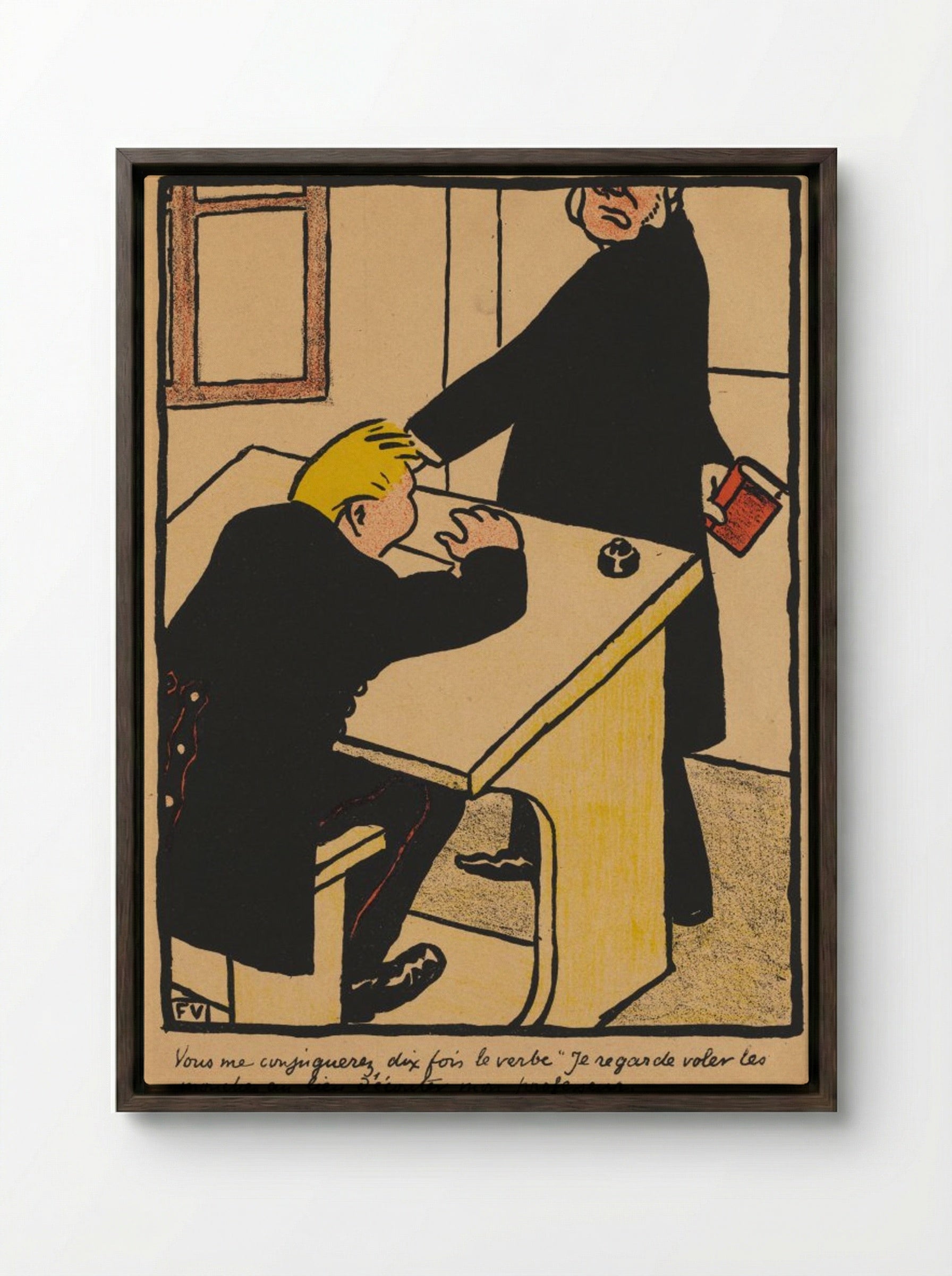 You shall conjugate... - Félix Vallotton - Framed Canvas Dark Wood
