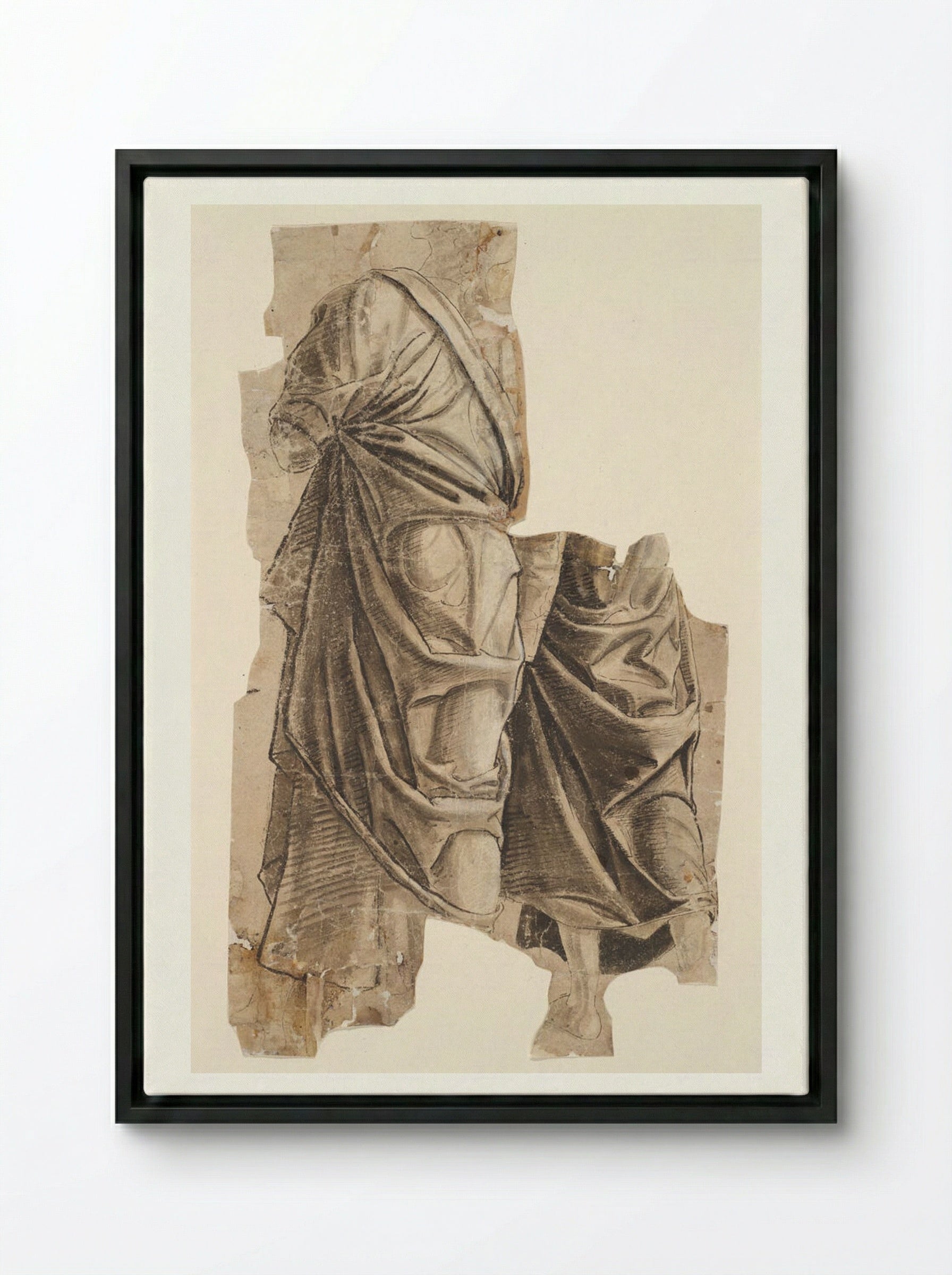 Two Apostles Watching the Ascension of Christ - Andrea Mantegna - Framed Canvas Black