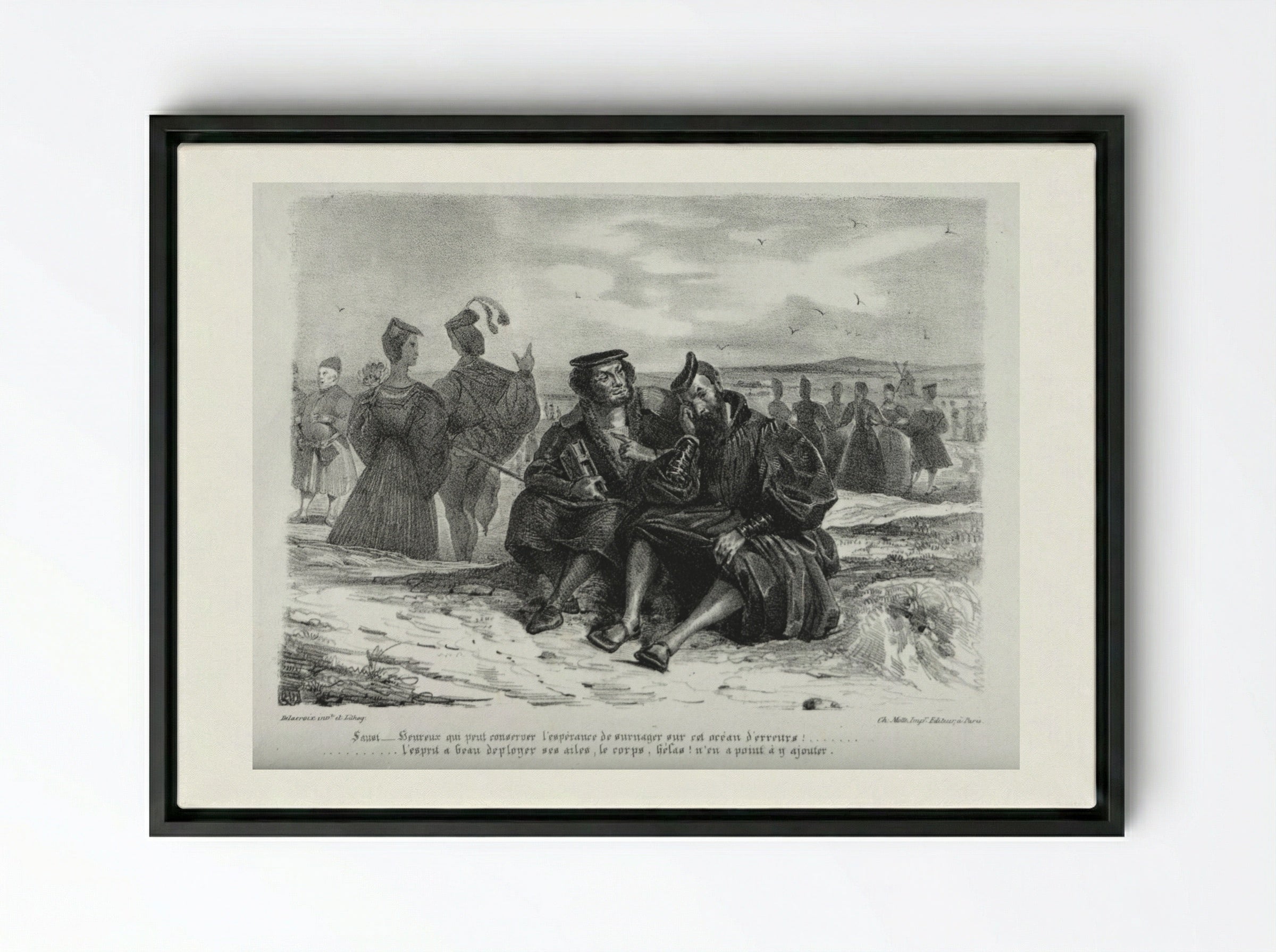 Faust and Wagner - Eugène Delacroix - Framed Canvas Black