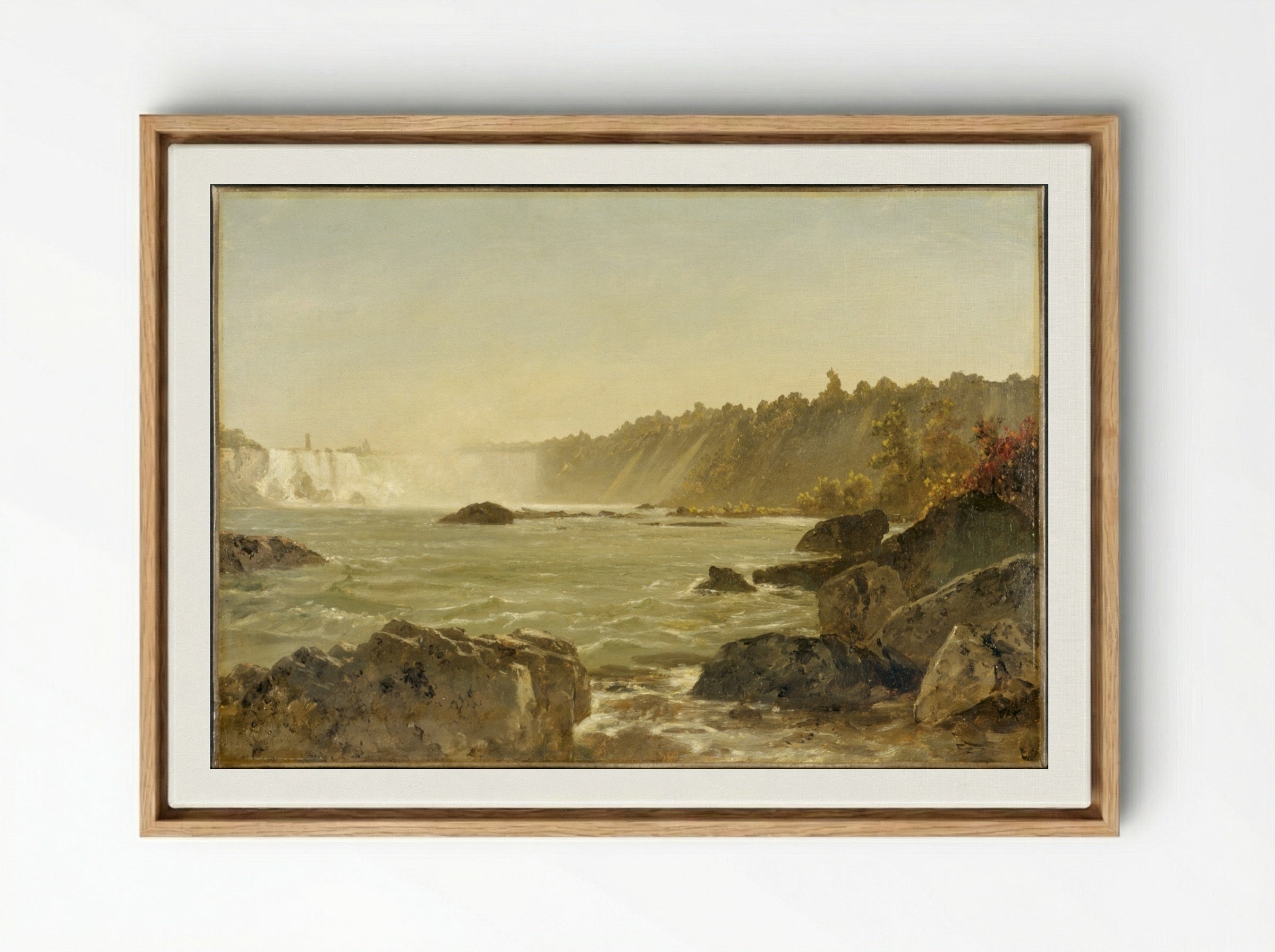 View of Niagara Falls - John Frederick Kensett - Framed Canvas Wood