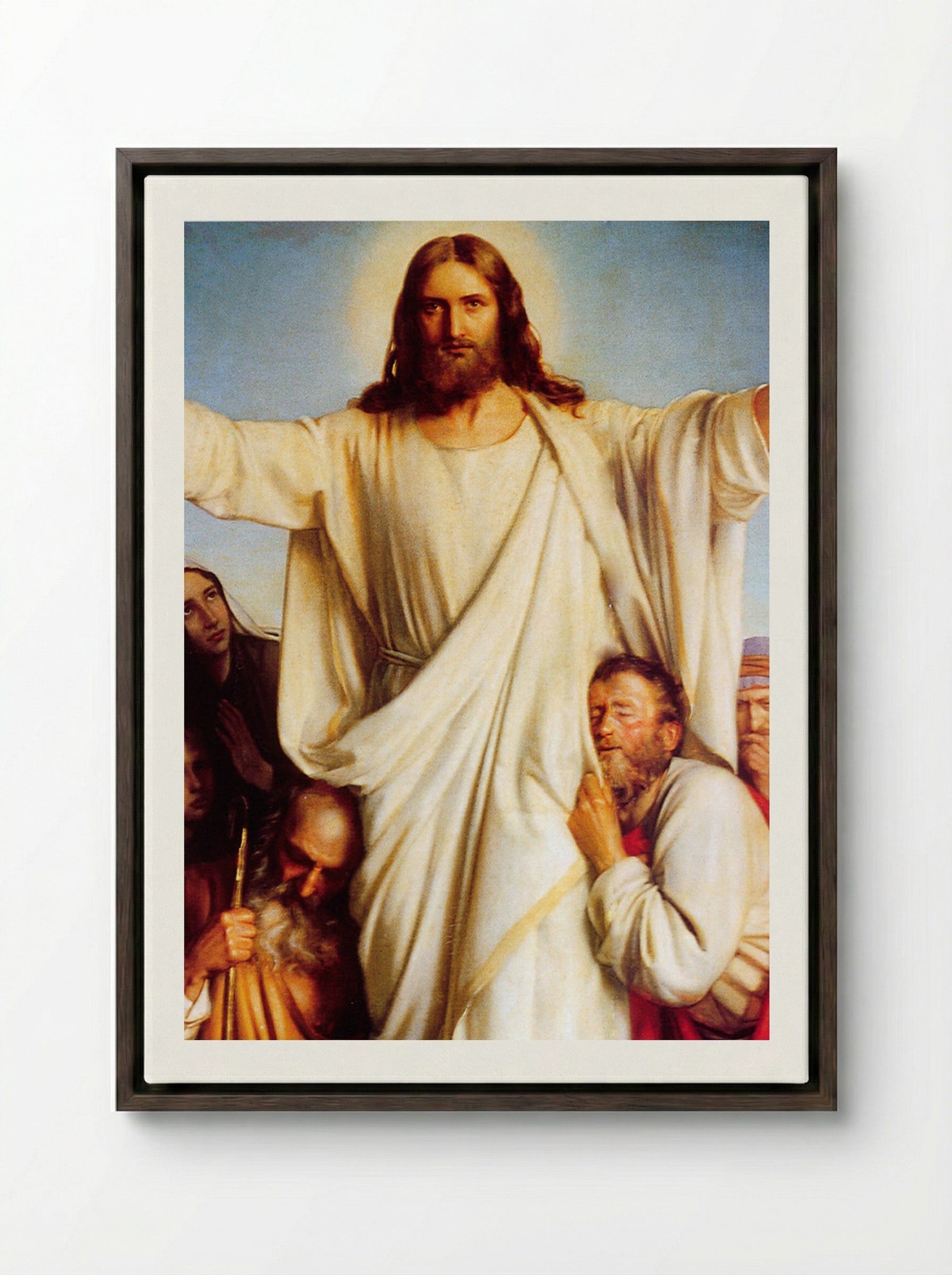 Consolator - Carl Bloch - Framed Canvas Dark Wood