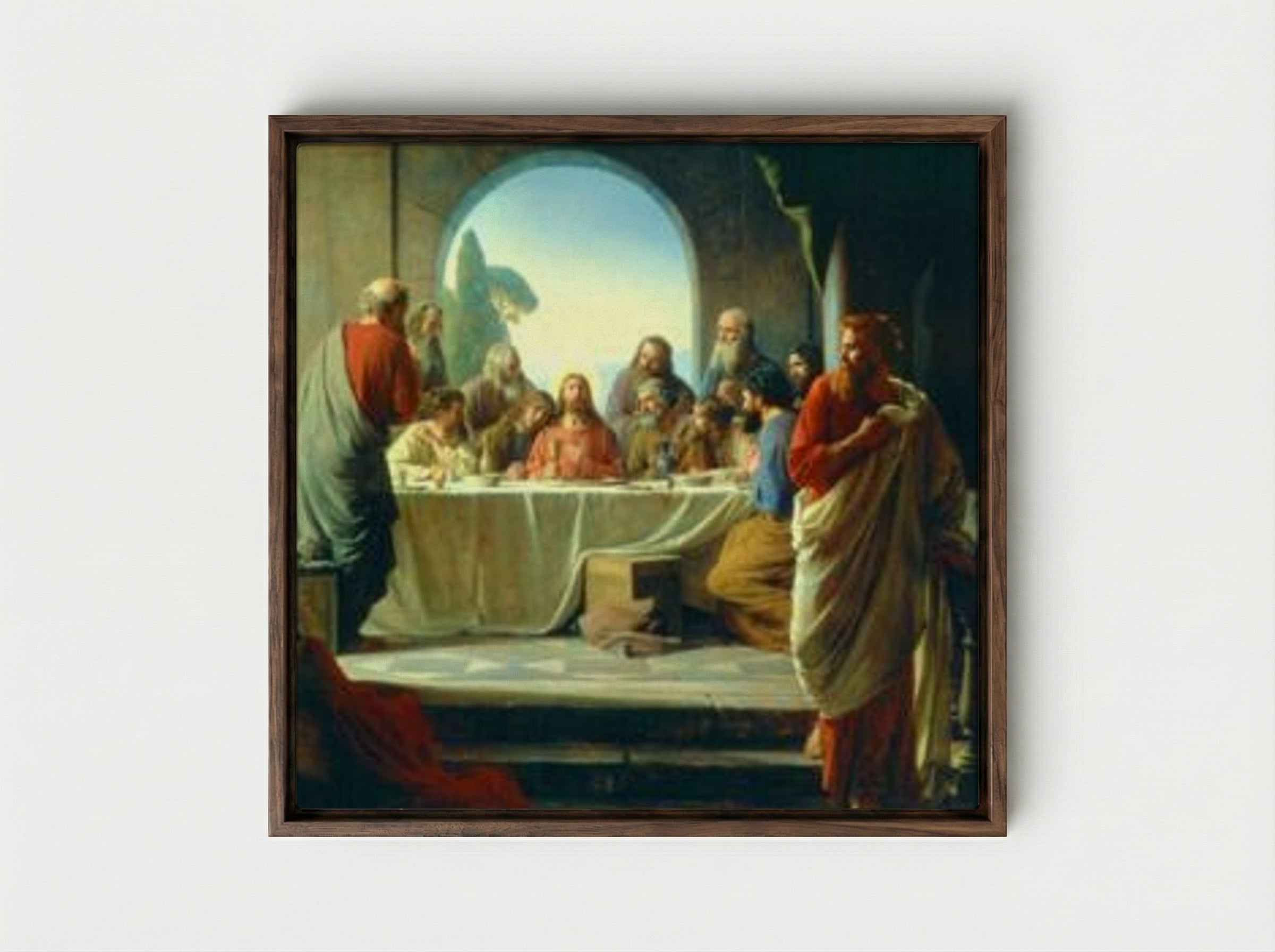 The Last Supper - Carl Bloch - Framed Canvas Dark Wood