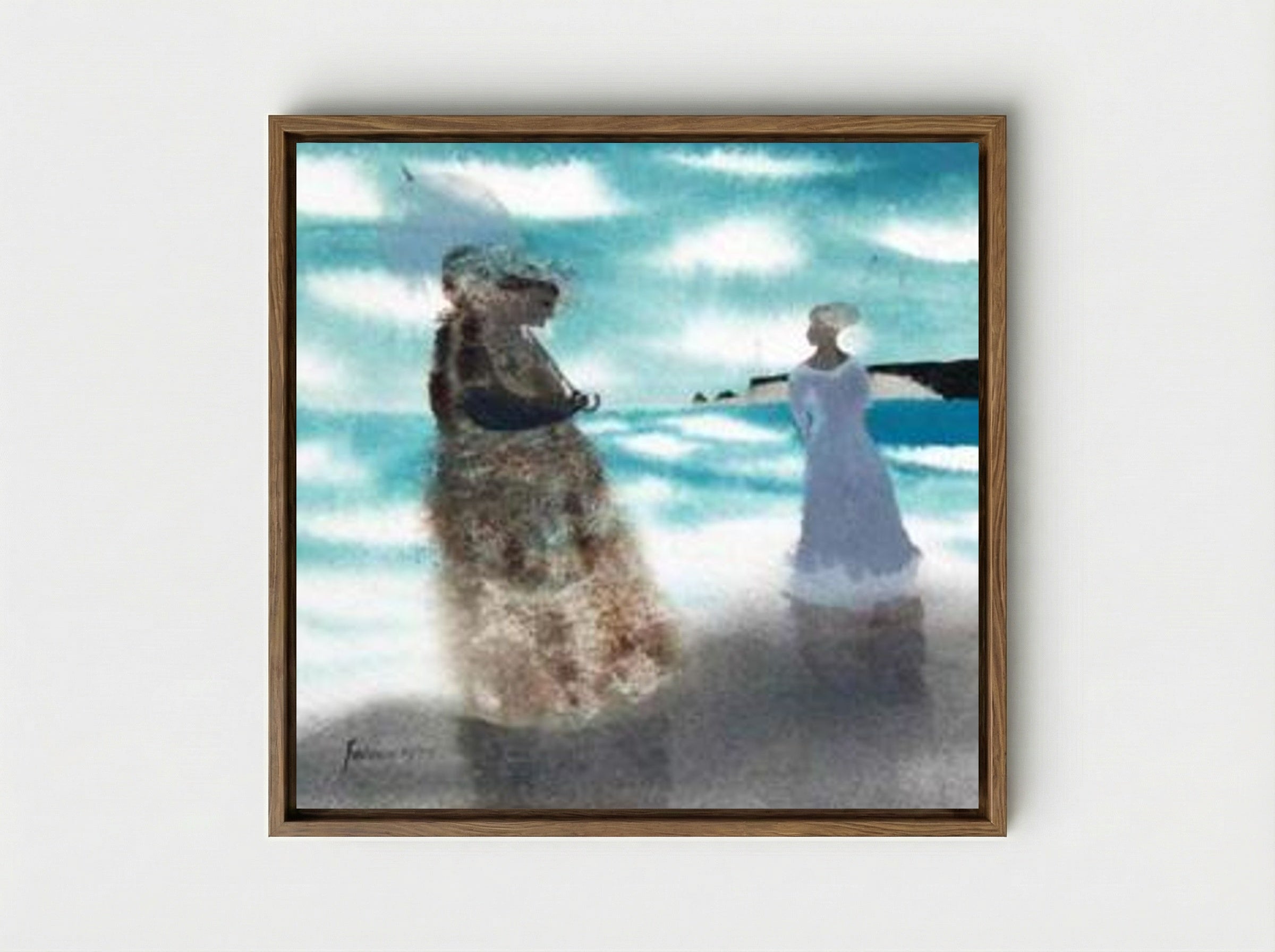 Two Women on the Shore - Mary Fedden - Framed Canvas Wood