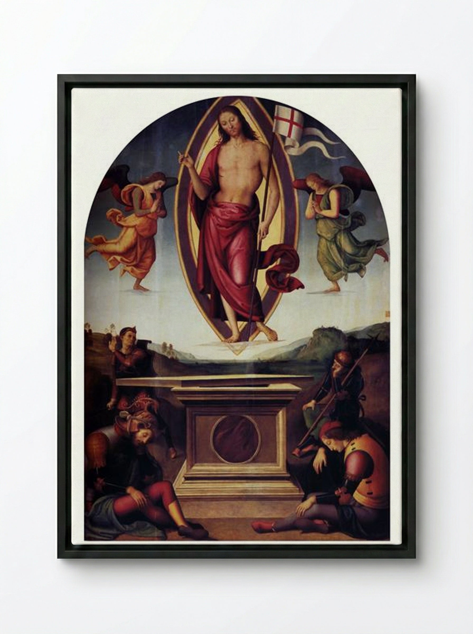 Resurrection - Pietro Perugino - Framed Canvas Black