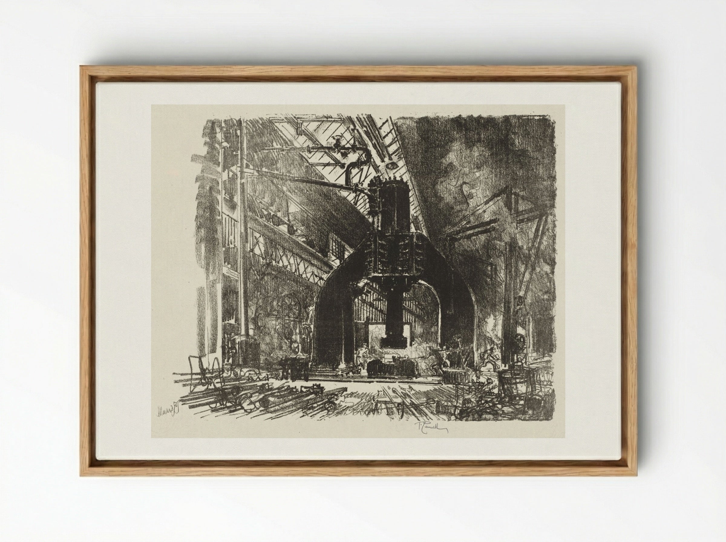 English War Work: The Great Hammer - Joseph Pennell - Framed Canvas Wood