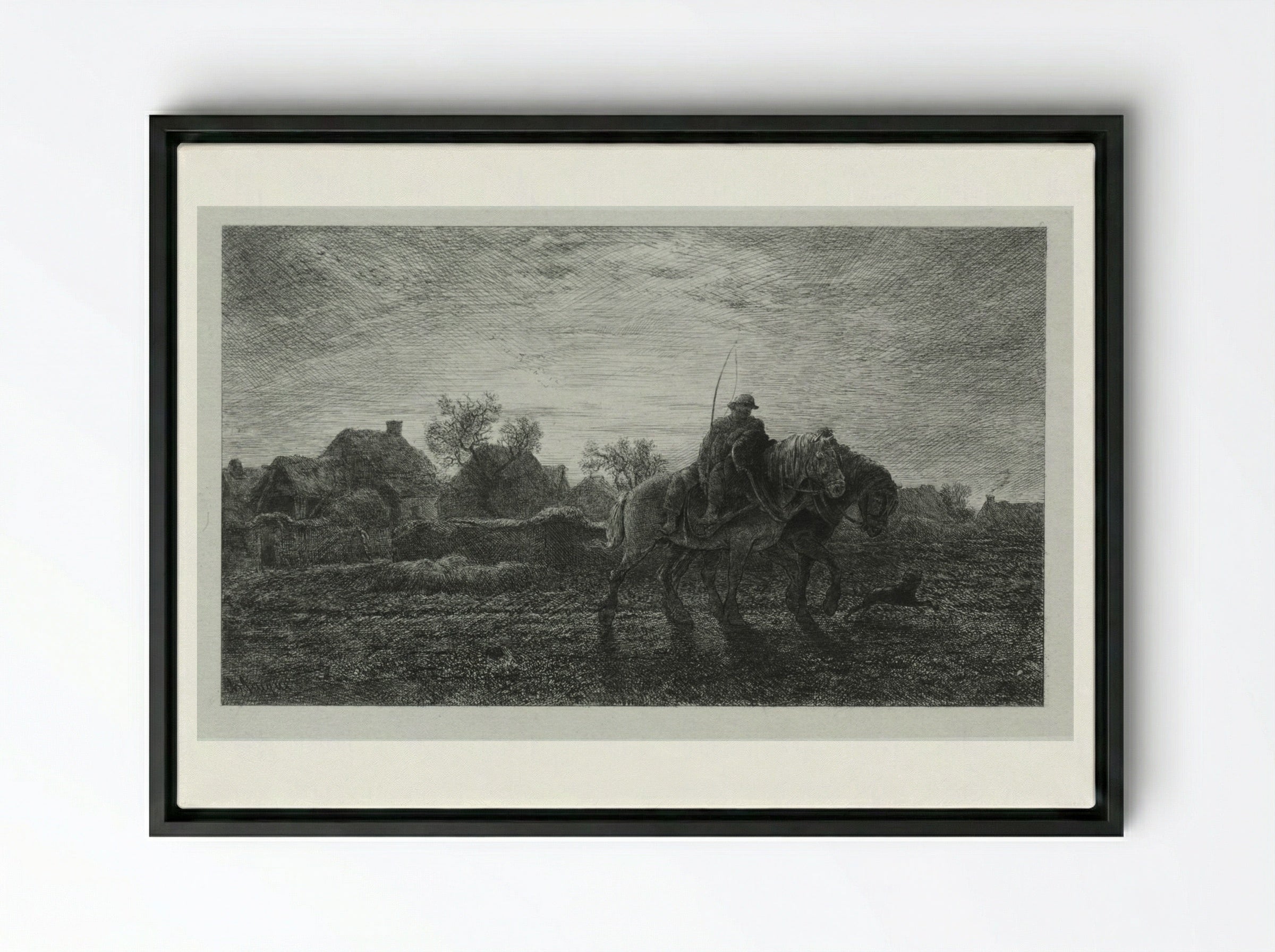 The Morning - Charles-Émile Jacque - Framed Canvas Black