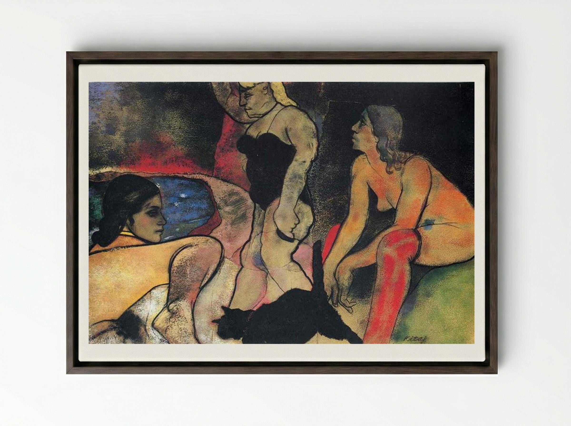 The Rise of Fascism - R. B. Kitaj - Framed Canvas Dark Wood