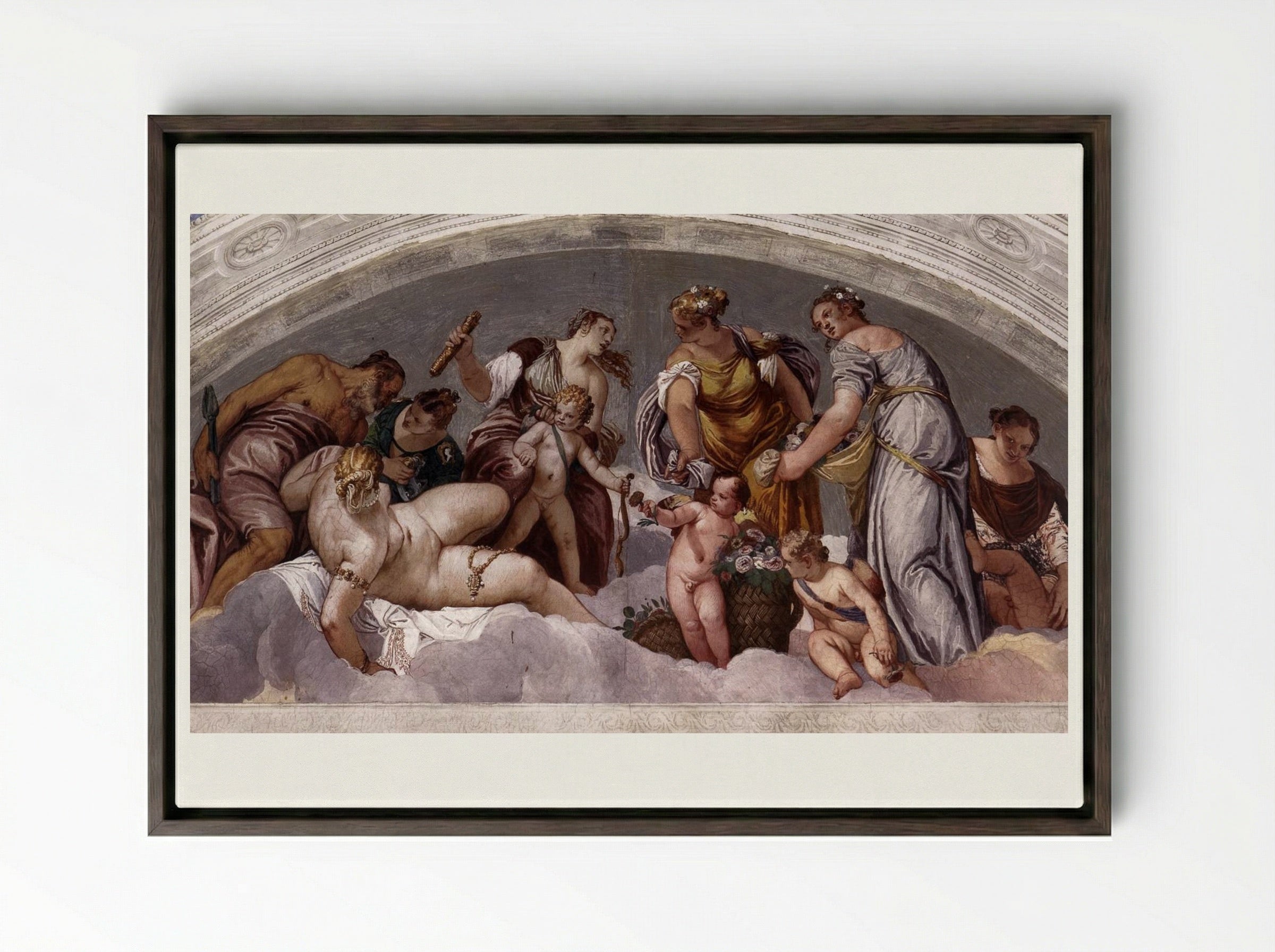 Venus and Vulcan - Paolo Veronese - Framed Canvas Dark Wood