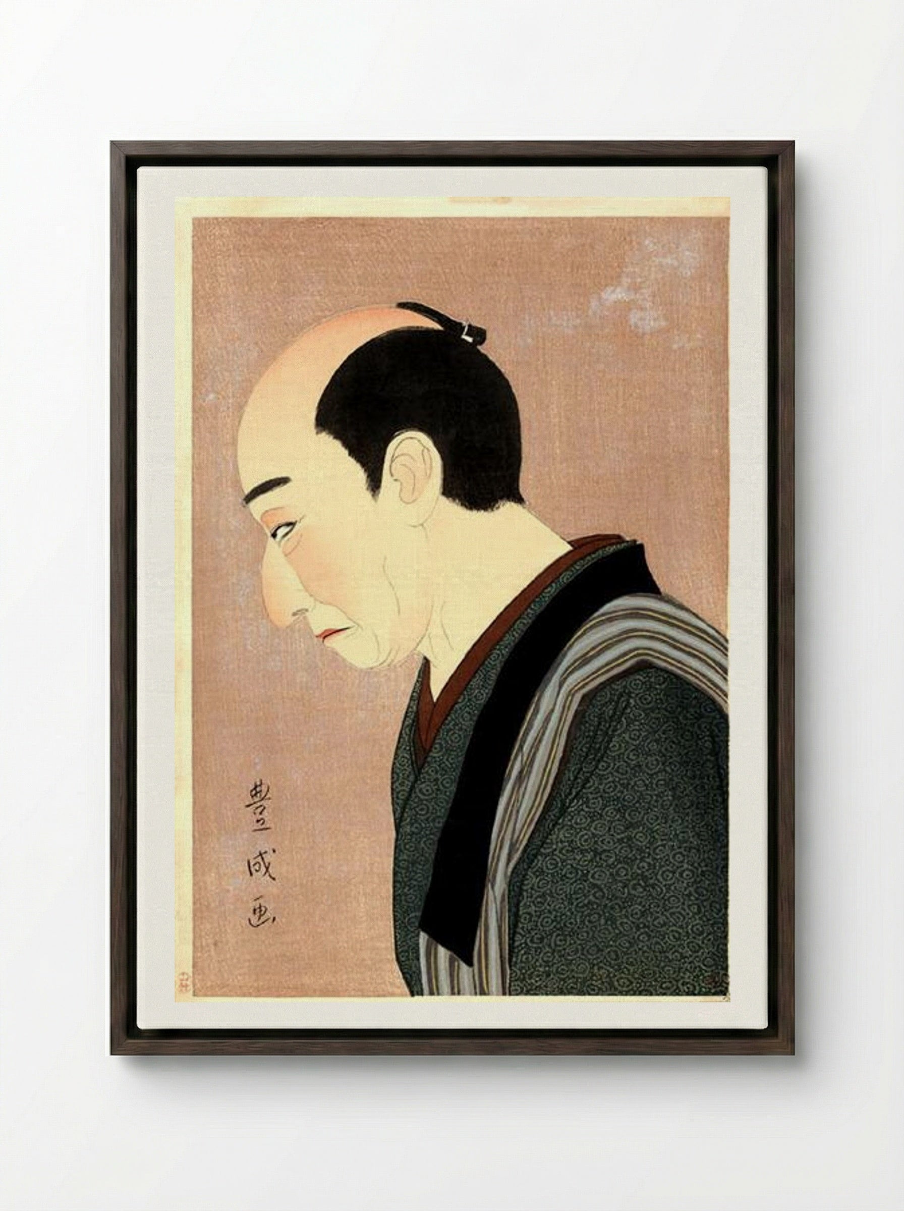 Kataoka Nizaemon XI as Kakiemon - Yamamura Toyonari - Framed Canvas Dark Wood