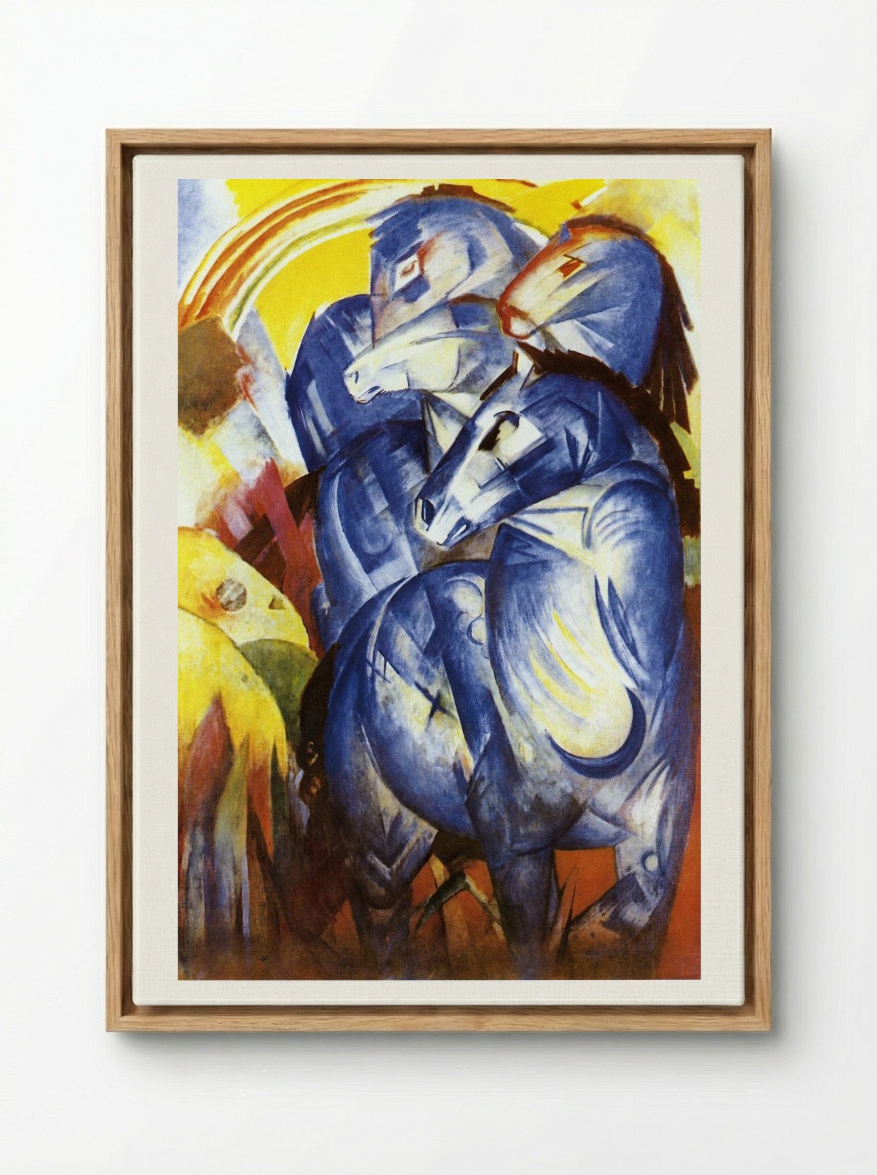 Blue Horses - Franz Marc - Framed Canvas Wood