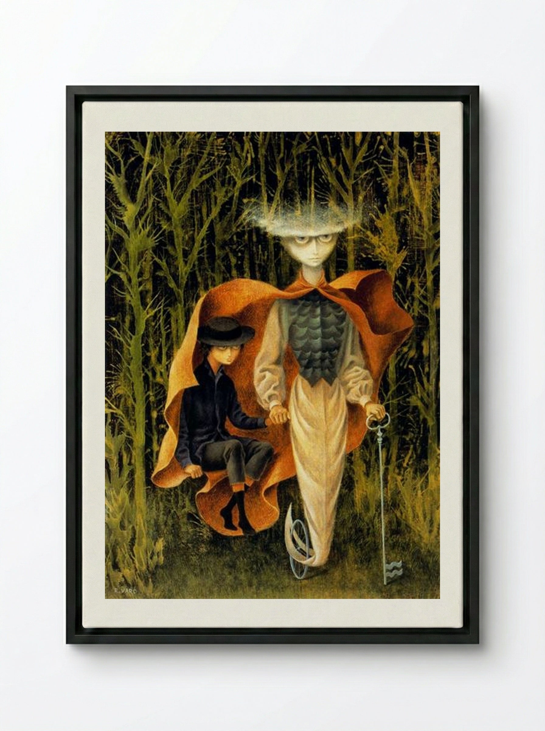 By Aquarium - Remedios Varo - Framed Canvas Black