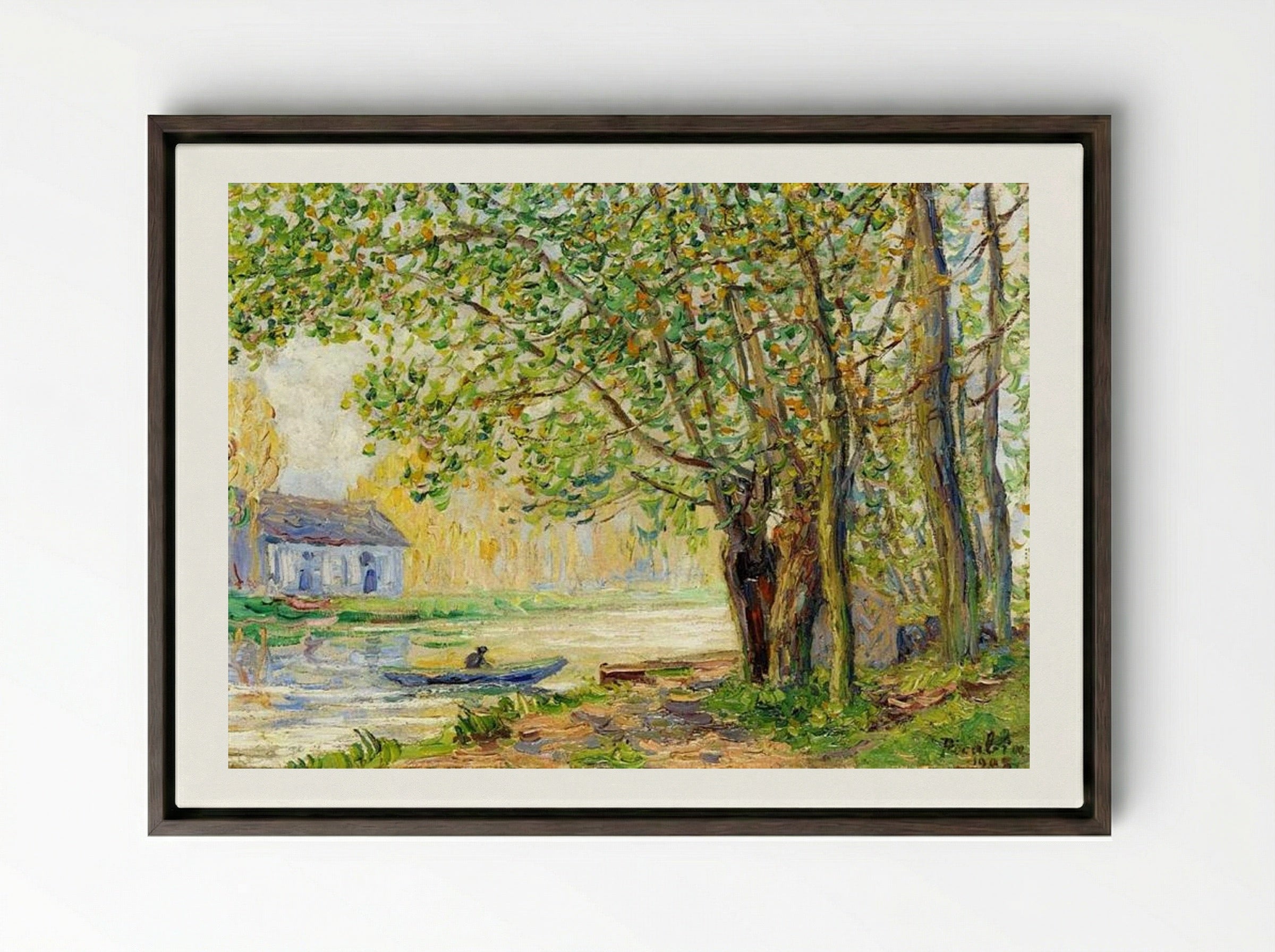 The Effect of Sun on the Banks of the Loing - Francis Picabia - Framed Canvas Dark Wood