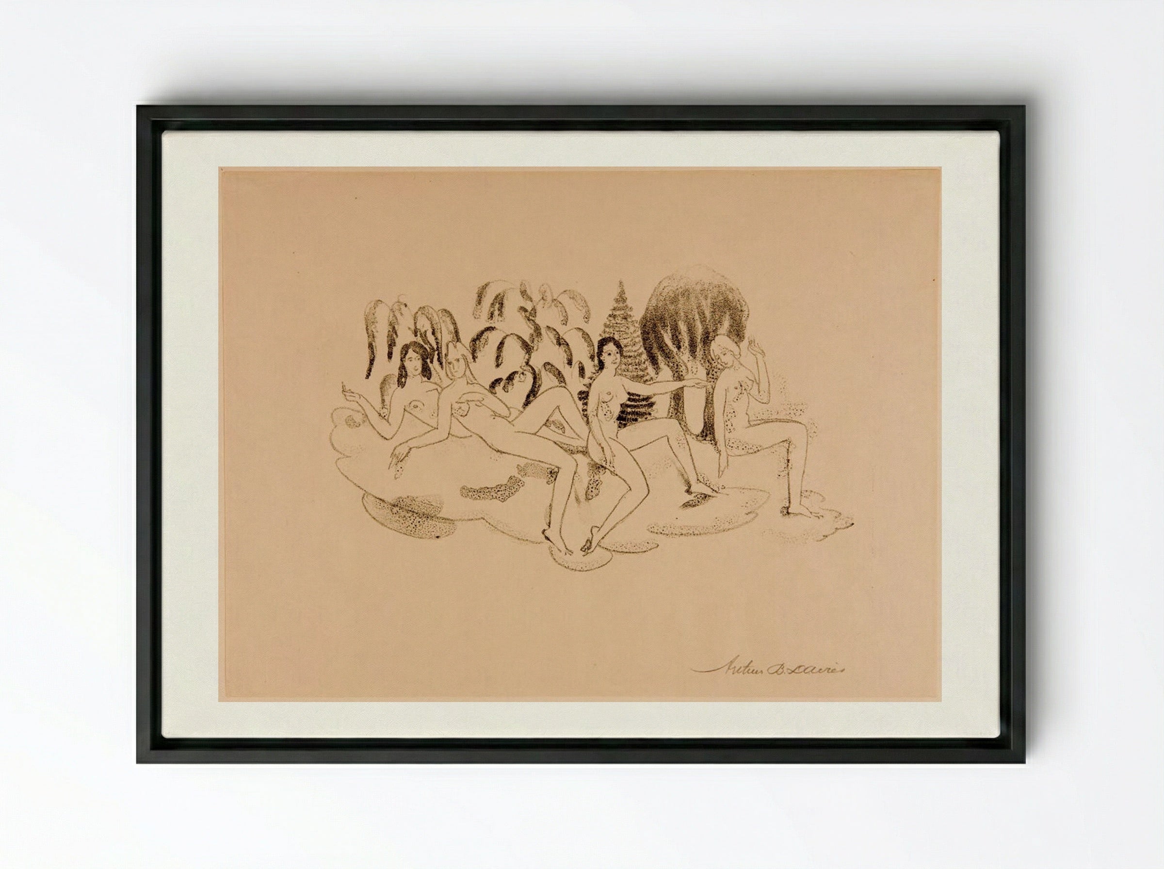 Hamadryads - Arthur Bowen Davies - Framed Canvas Black