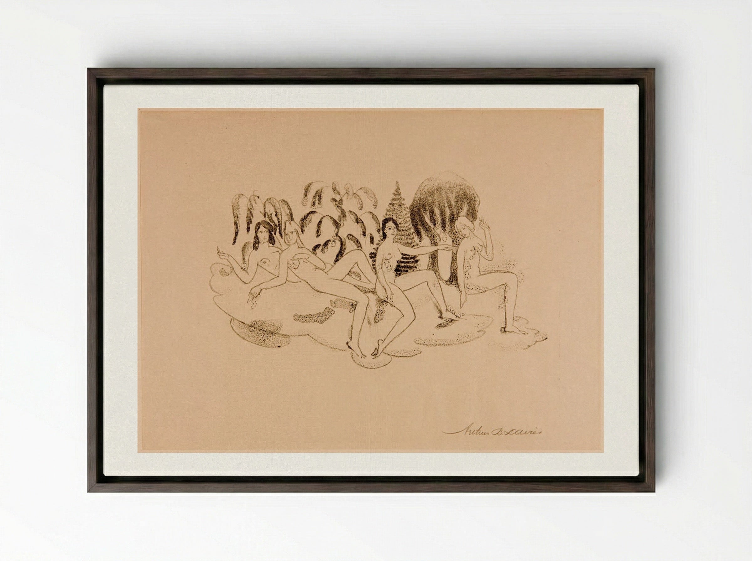 Hamadryads - Arthur Bowen Davies - Framed Canvas Dark Wood