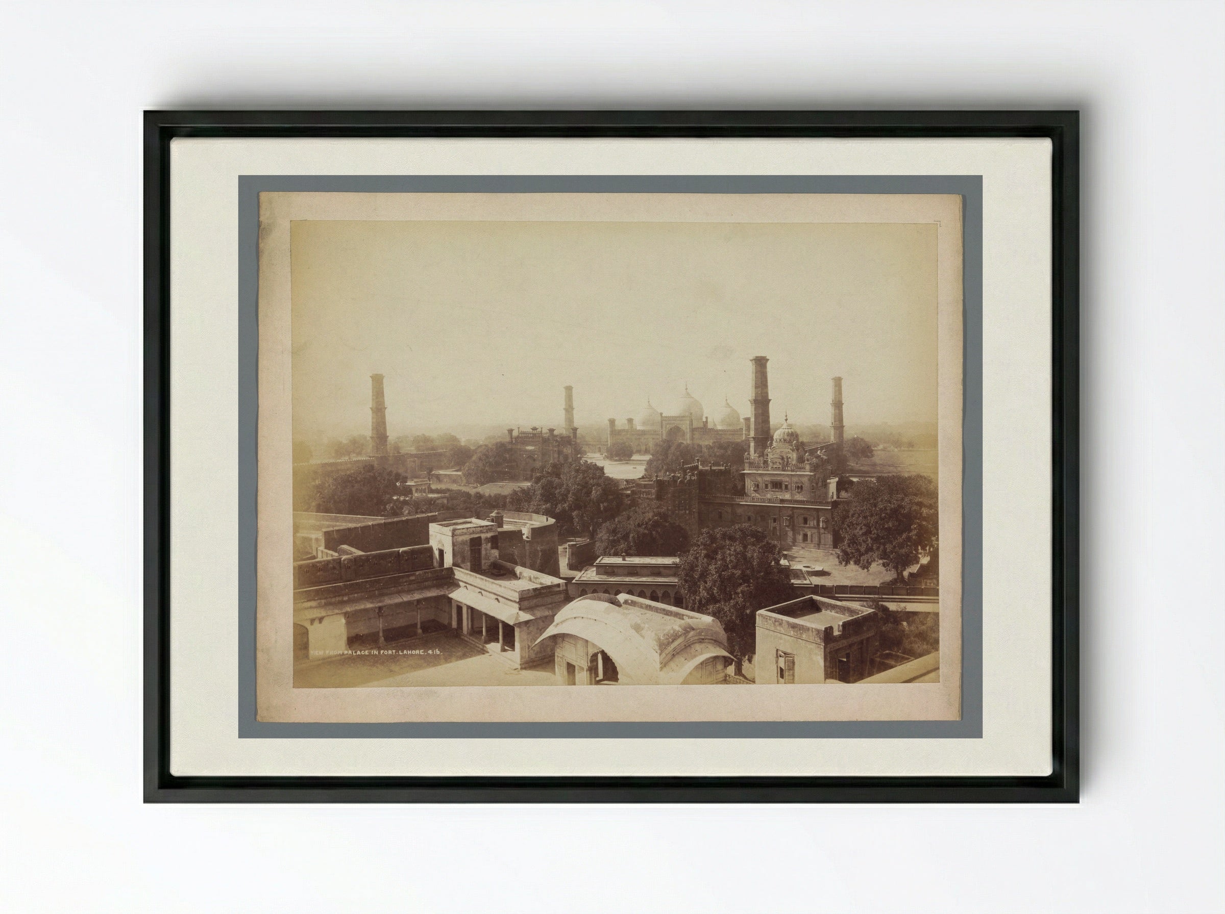 View from Palace in Fort Lahore - Samuel Bourne - Framed Canvas Black
