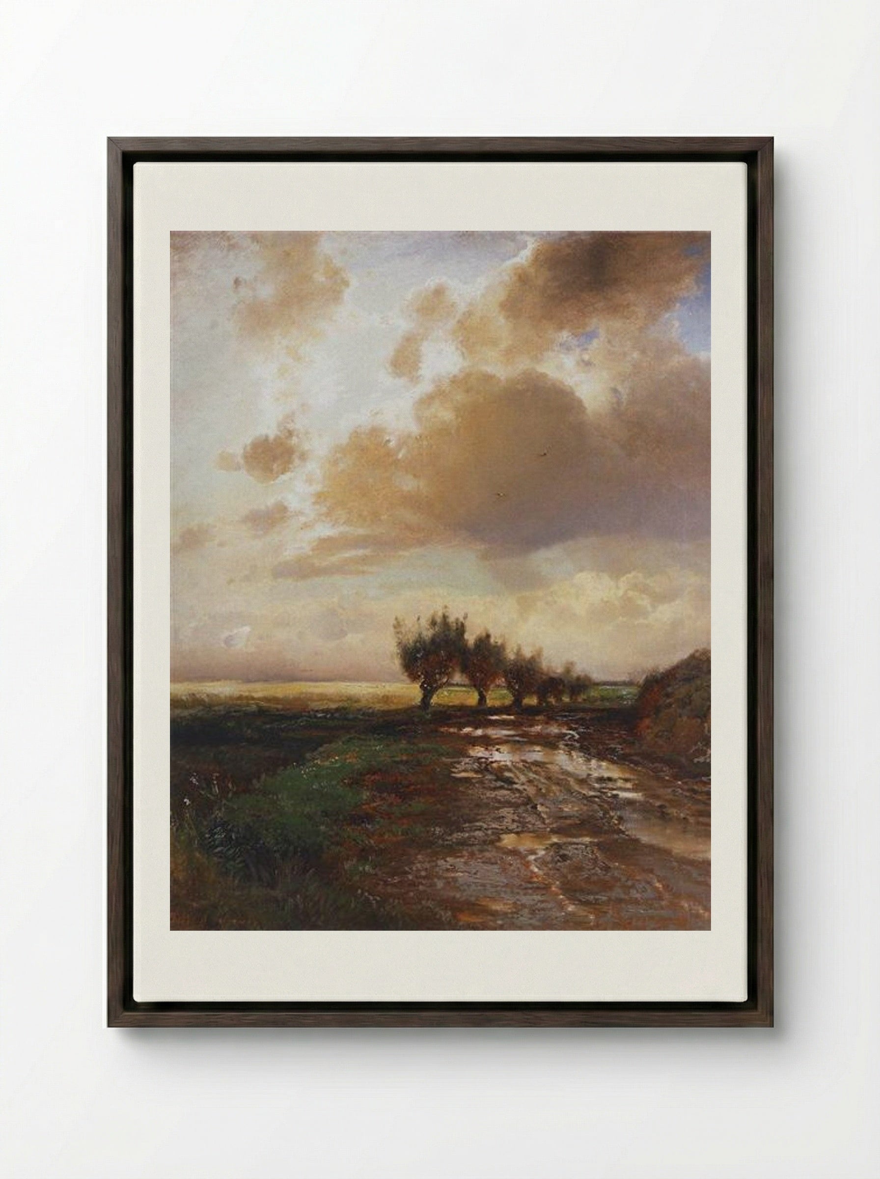Country Road - Aleksey Savrasov - Framed Canvas Dark Wood